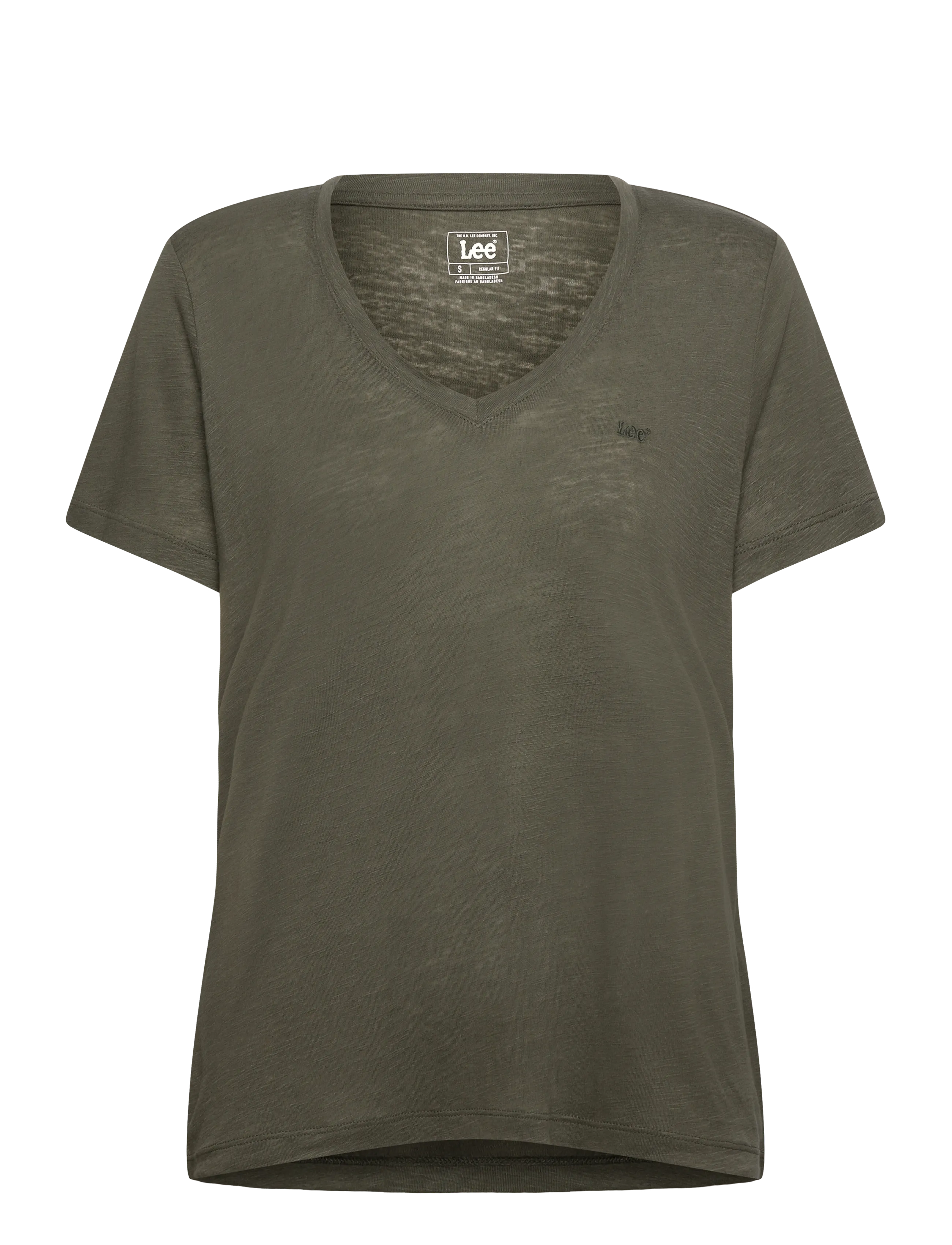 V NECK TEE - OAK MOSS