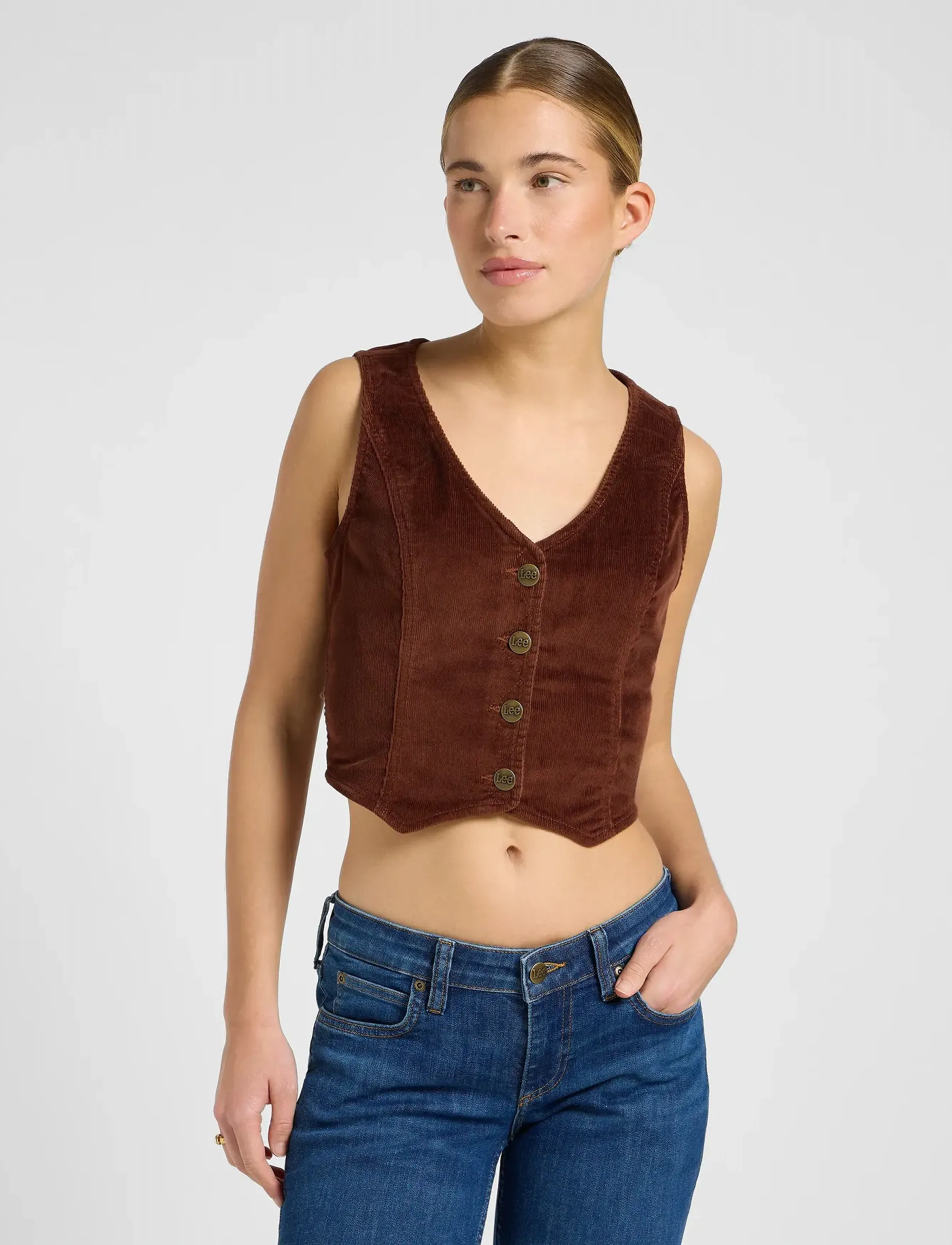 Lee Jeans Fitted Vest, S, Blazer, Braun - Sleeveless Frauen