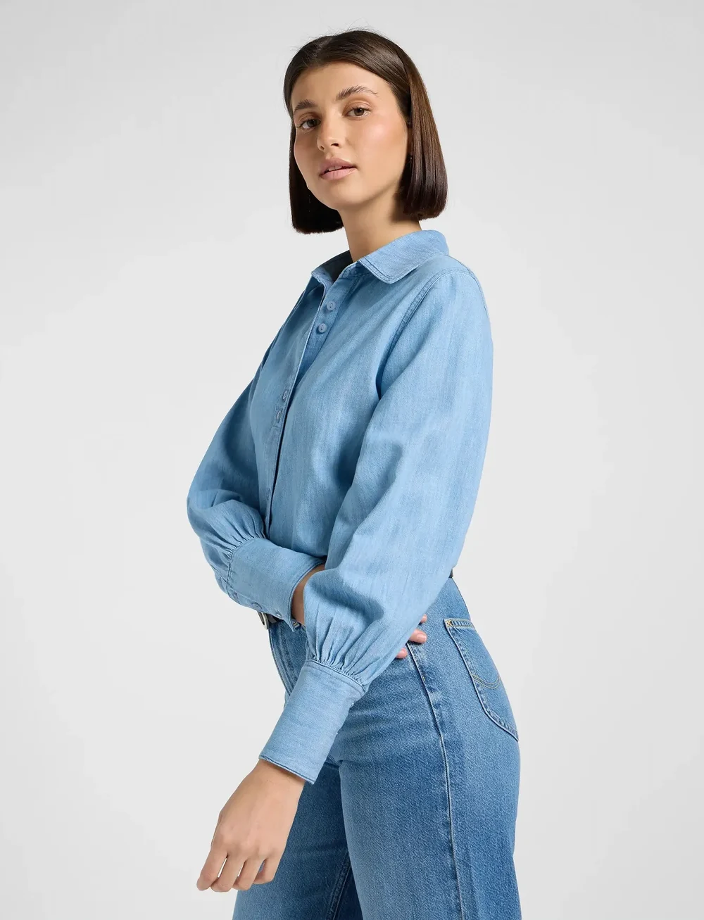 Lee Jeans - BALLOON SLEEVE SHIRT - farkkupaidat - never ages - 5