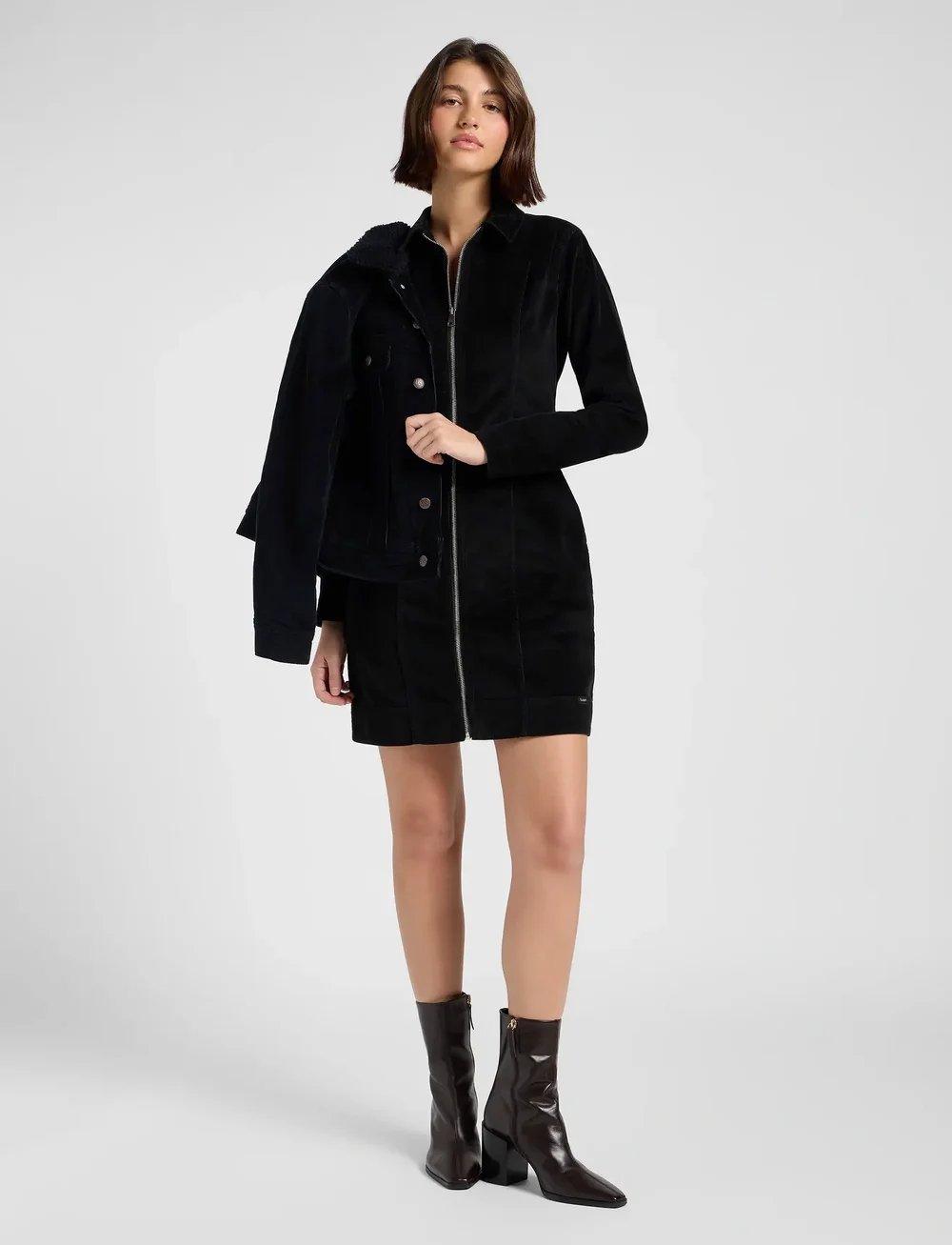 Lee Jeans - ZIP FRONT DRESS - korta klänningar - black - 3