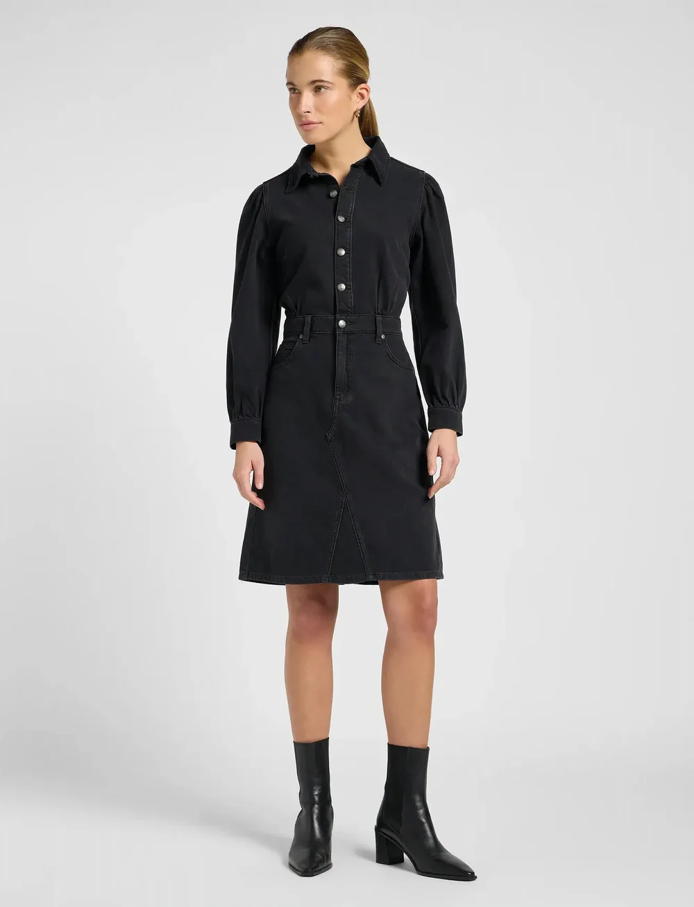 Lee Jeans - LONG SLEEVE DRESS - overhemdjurken - dark memory - 4