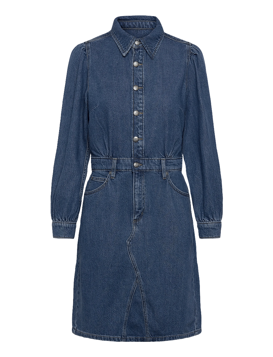 Lee Jeans - LONG SLEEVE DRESS - hemdkleider - fine blue - 1