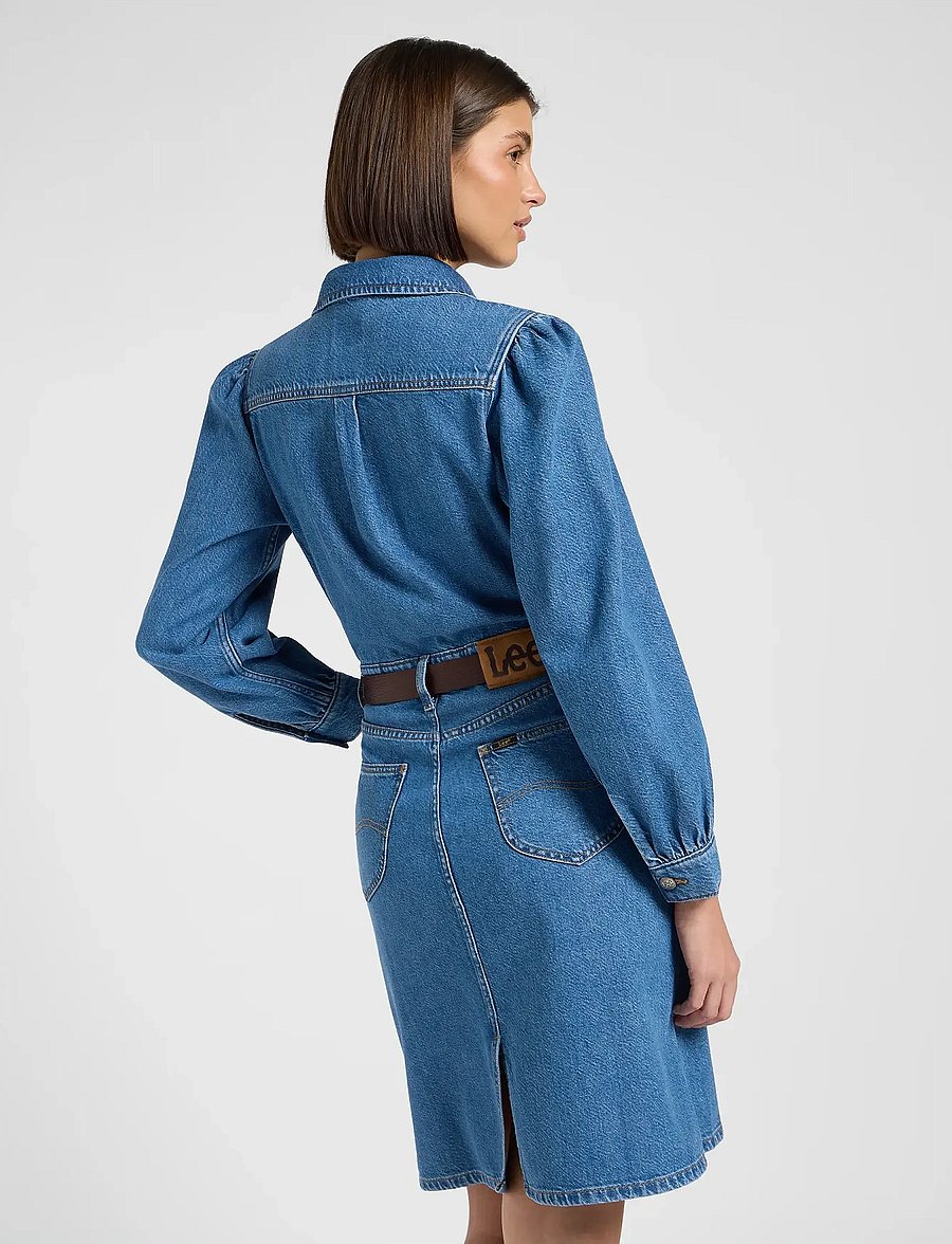 Lee Jeans - LONG SLEEVE DRESS - hemdkleider - fine blue - 3