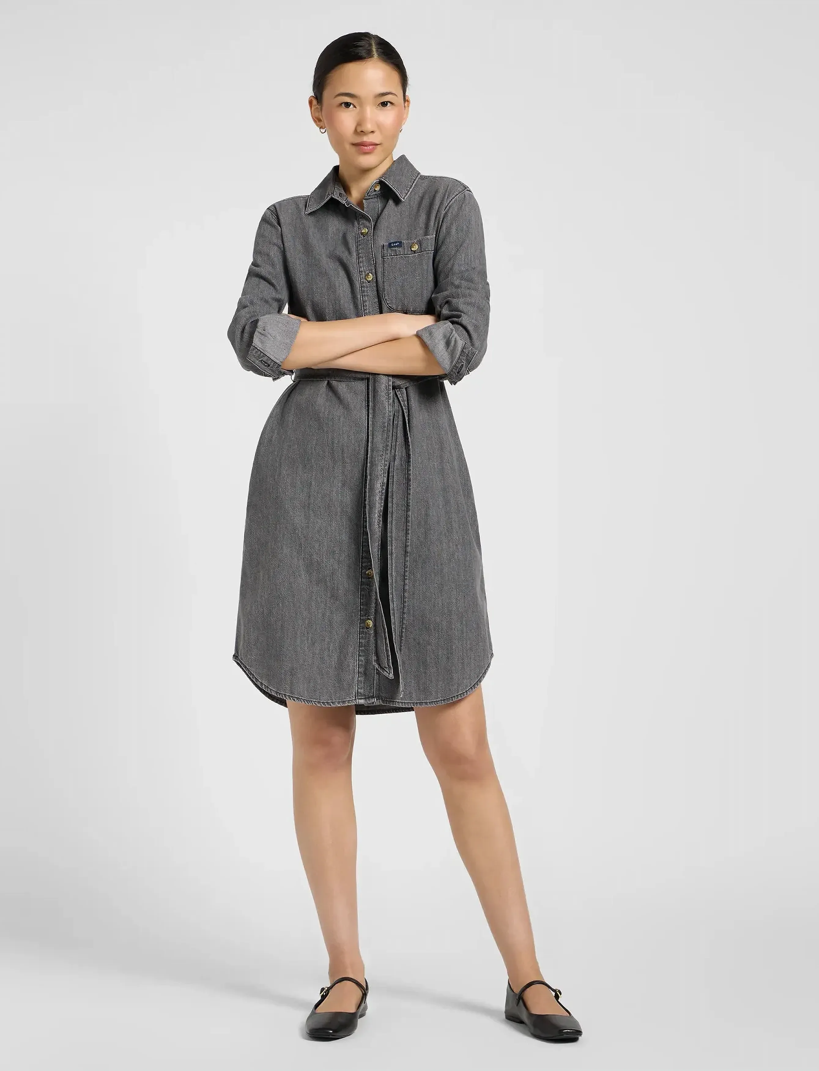 Lee Jeans ALL PURPOSE SHIRT DRESS - Klänningar - ASPHALT BLACK / grey