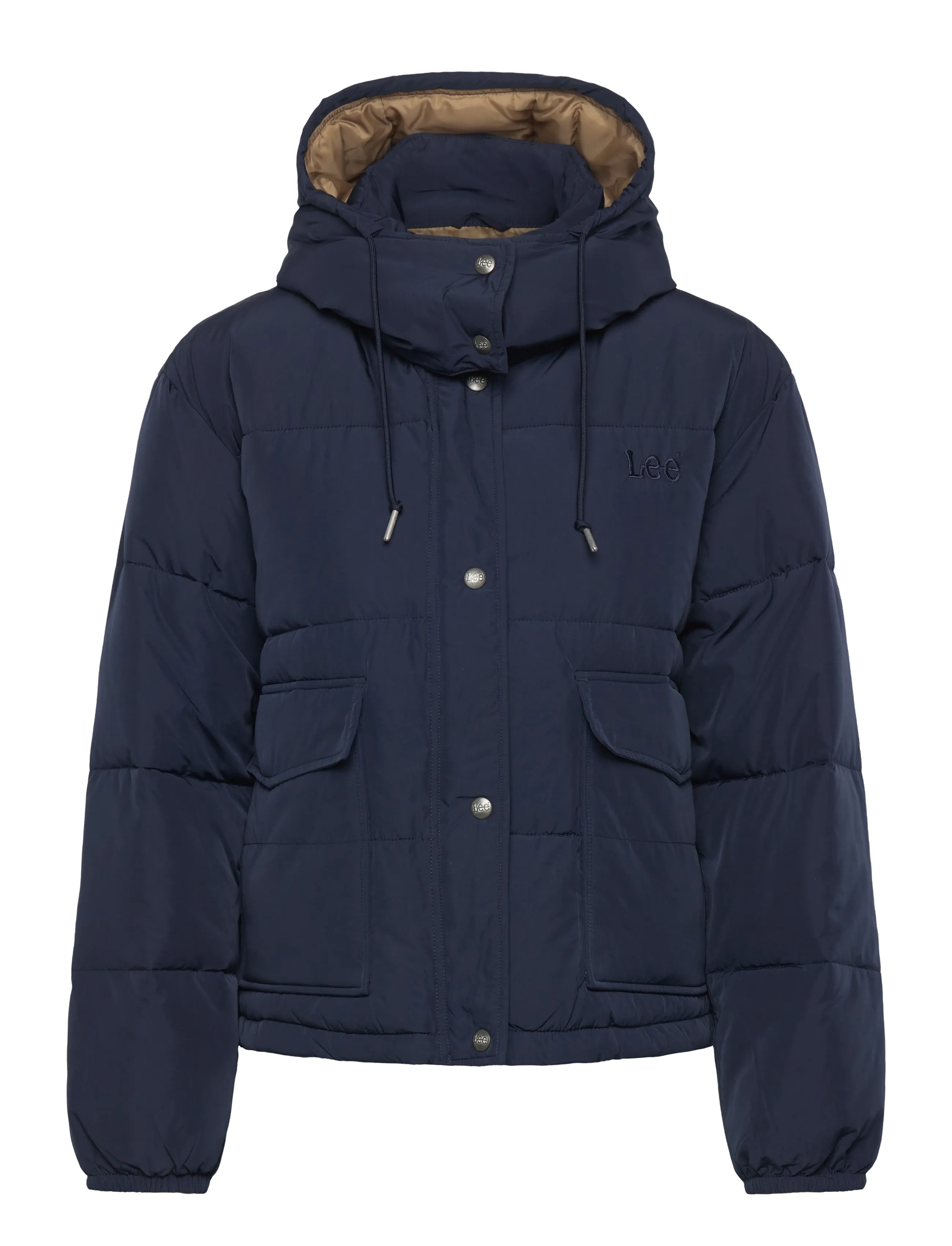 Lee Jeans Short Puffer With Hood, M, Jackets, Marineblau - Padded Jacket, Frauen