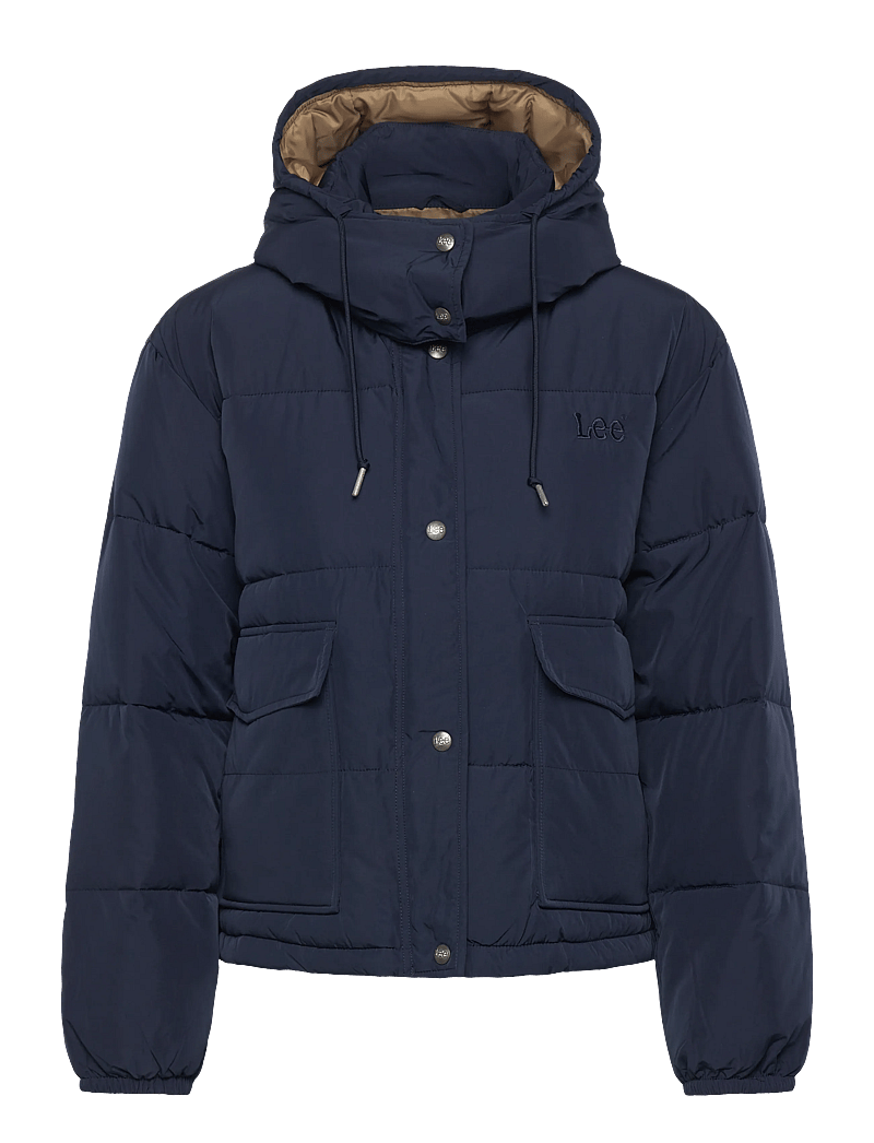 Lee Jeans - SHORT PUFFER WITH HOOD - dunjakker - rivet navy - 0