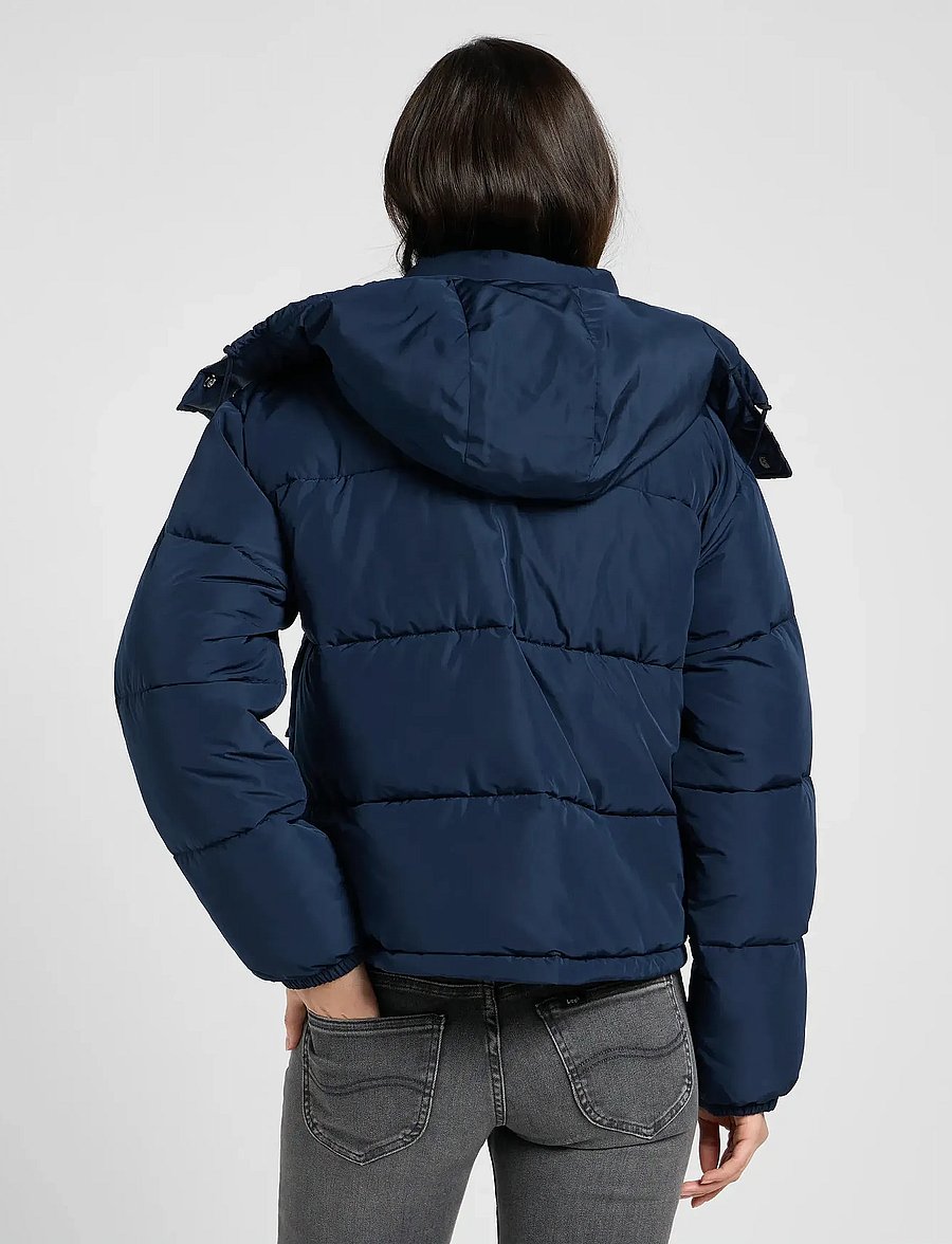Lee Jeans - SHORT PUFFER WITH HOOD - winterjacken - rivet navy - 2