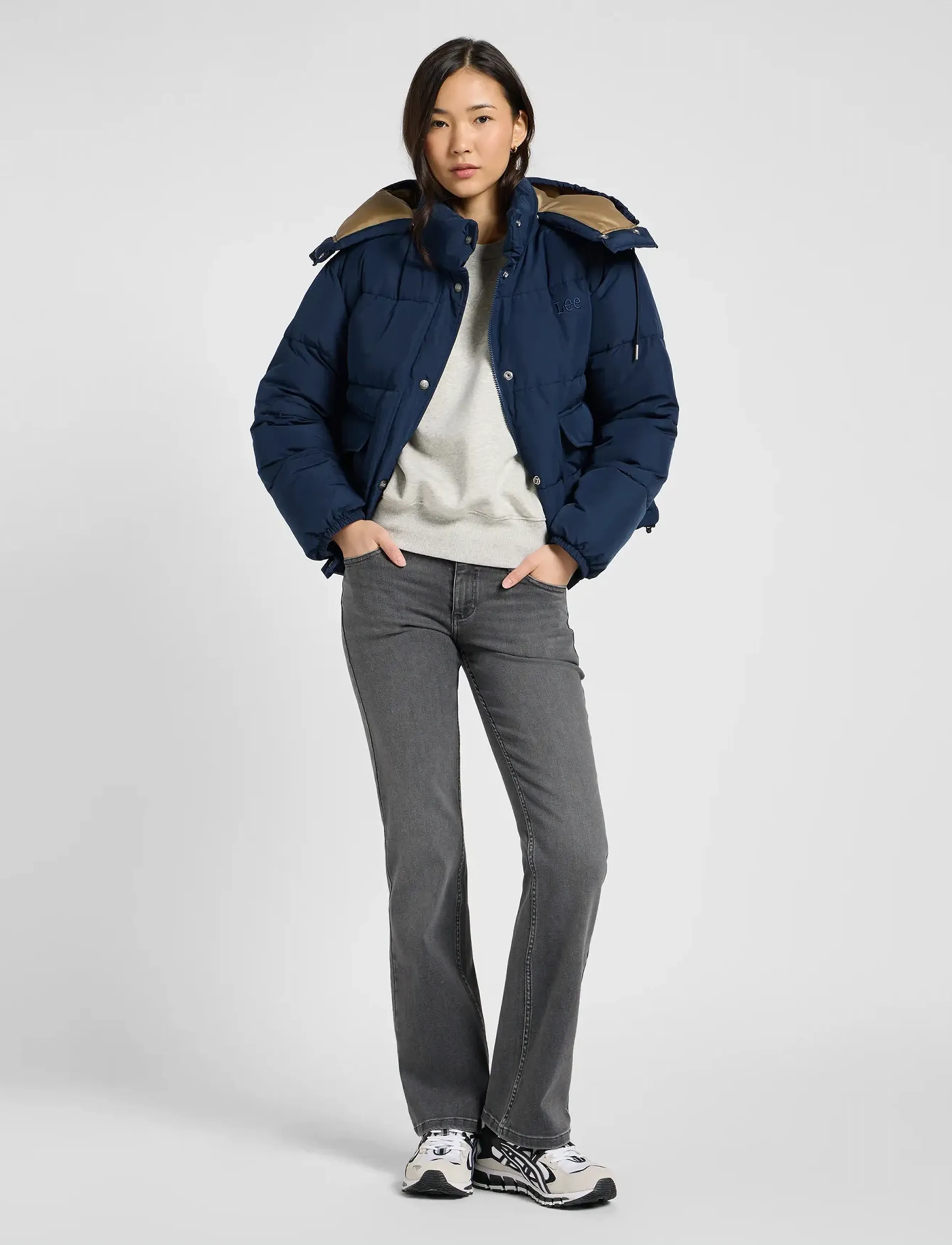 Lee Jeans - SHORT PUFFER WITH HOOD - winterjassen - rivet navy - 3