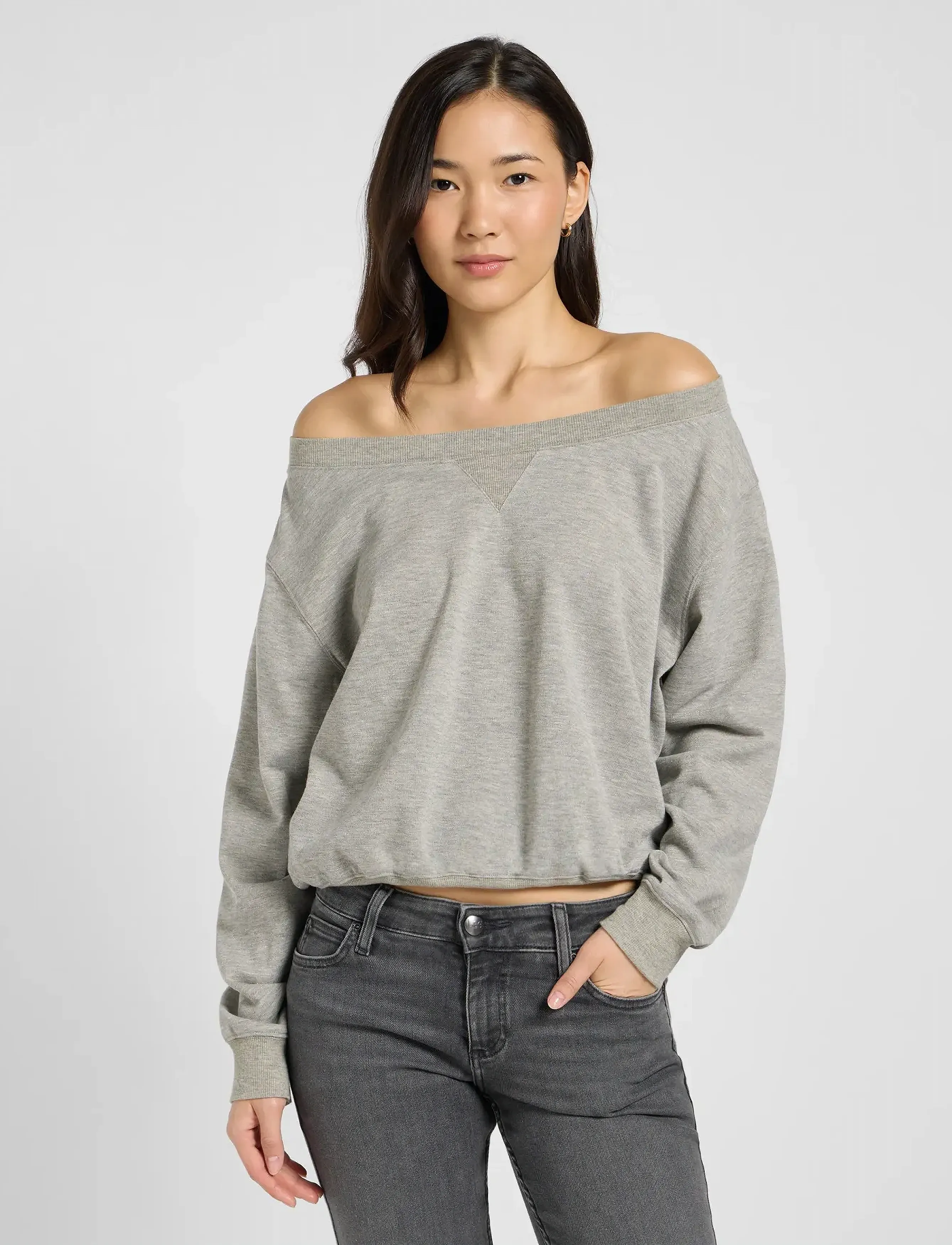 Lee Jeans Off Shoulder Sws, Kvinder, Off Shoulder Sweatshirt, Grå, Str: XL