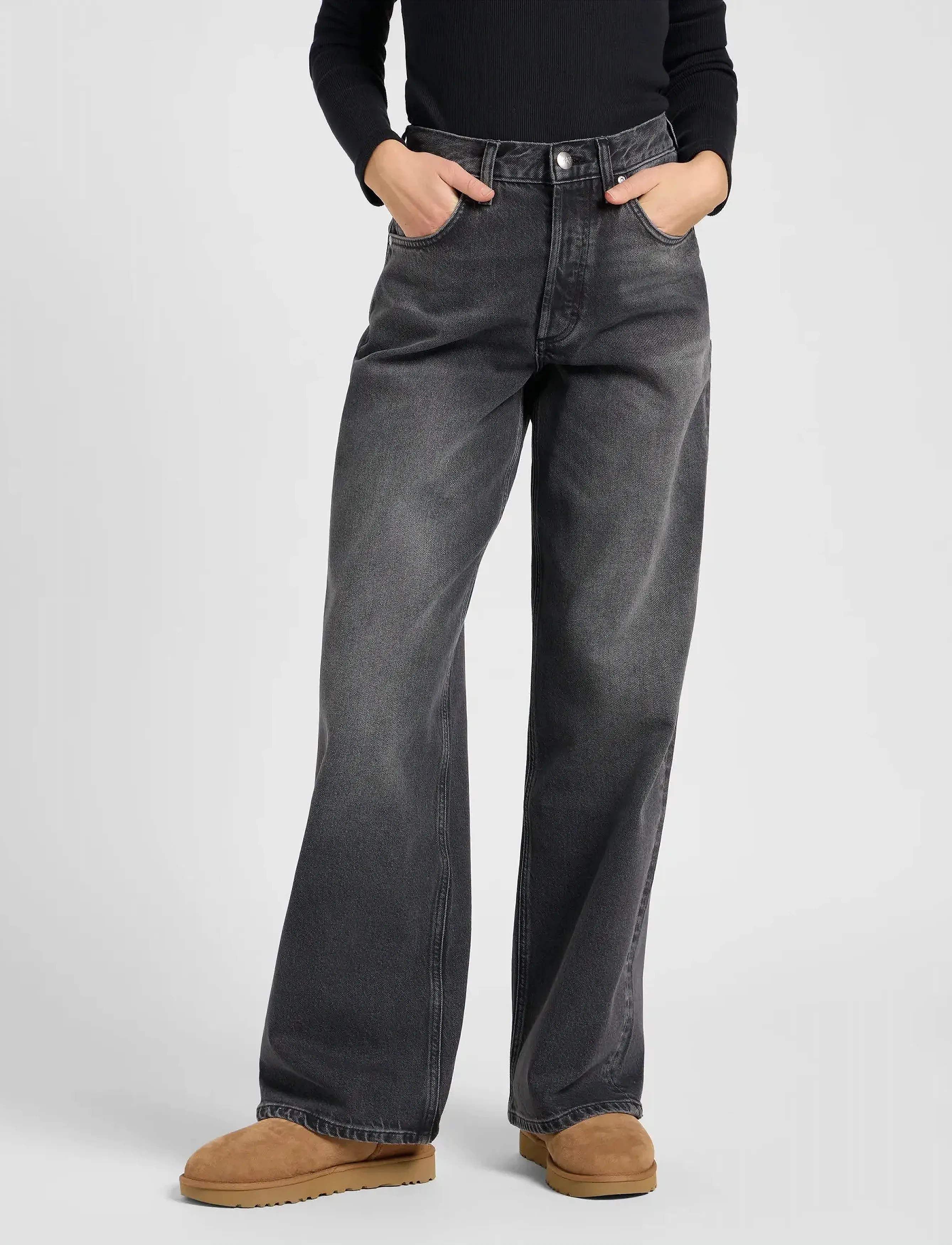 Lee Jeans LOW SLUNG SLOUCH - Tøj - CHARRED BLACK / black