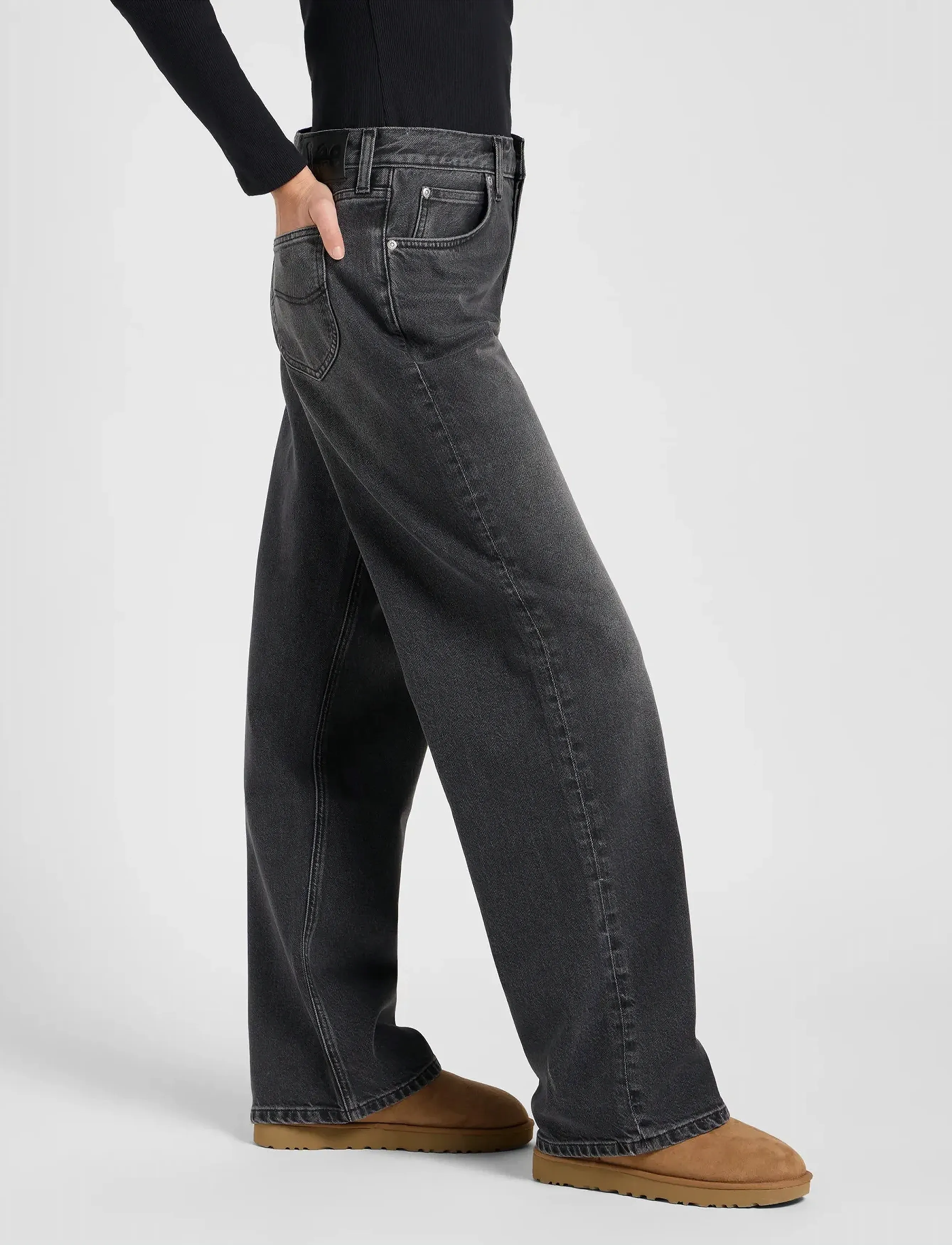 Lee Jeans - LOW SLUNG SLOUCH - brede jeans - charred black - 5