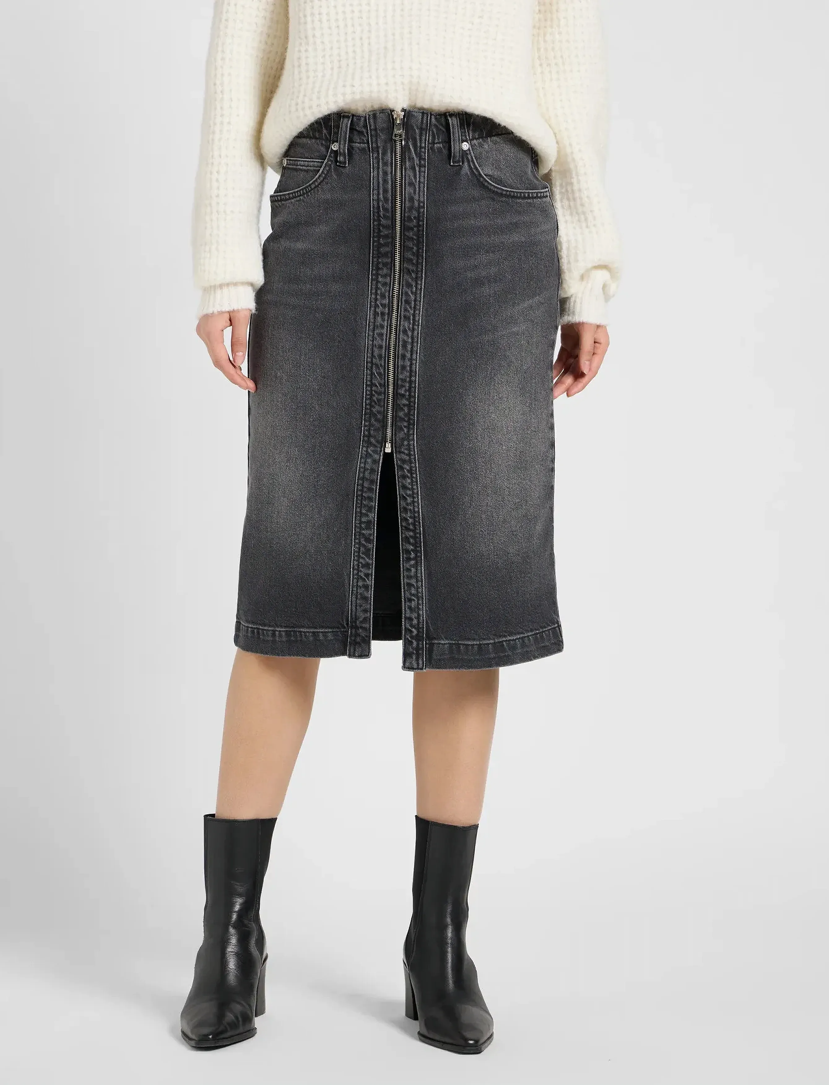 Lee Jeans Moto Skirt, 32, Grey, Nederdele > Denim Nederdele, Dame