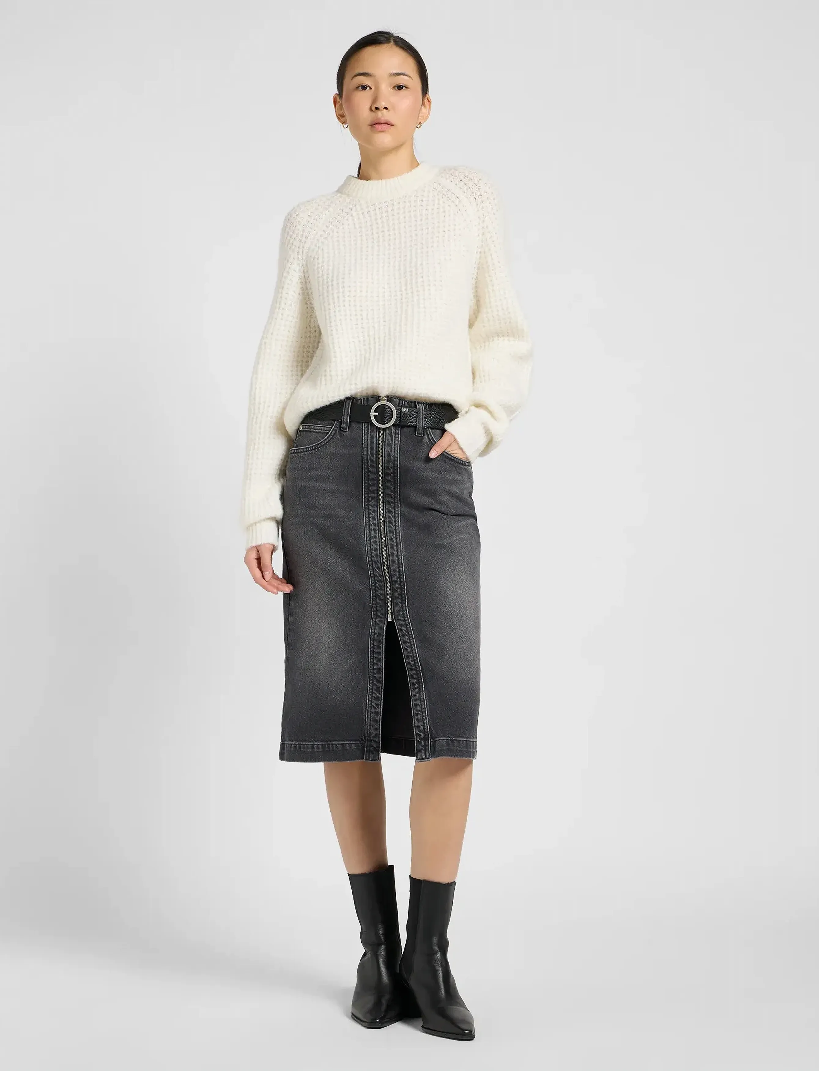 Lee Jeans - MOTO SKIRT - jeansröcke - charred black - 4