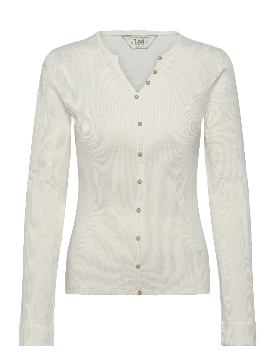 Lee Jeans - WASHED WAFFLE HENLEY - strickjacken - ecru - 1