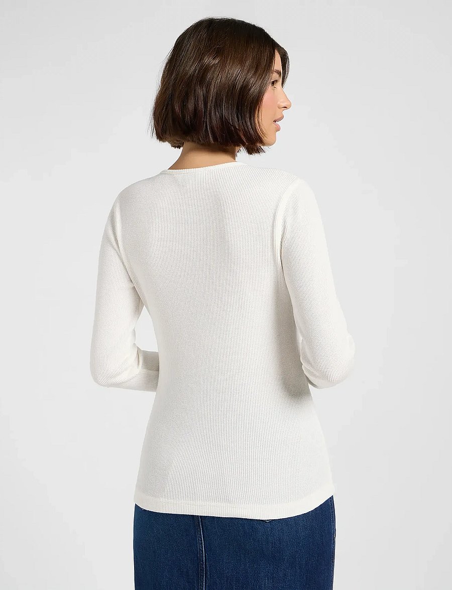 Lee Jeans - WASHED WAFFLE HENLEY - strickjacken - ecru - 3