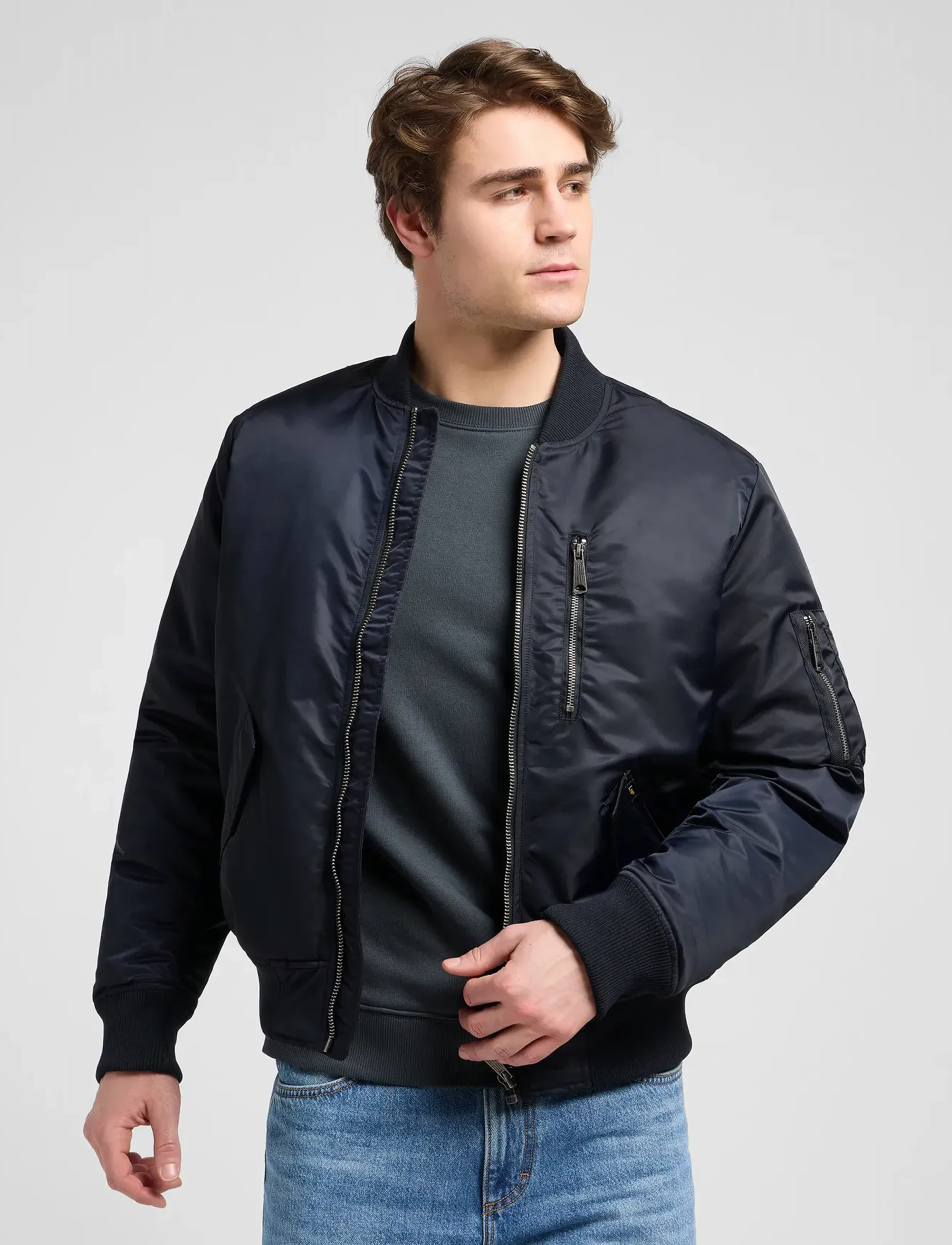 Lee Jeans Bomber Jacket, Mænd, Bomberjakke, Sort, Str: S