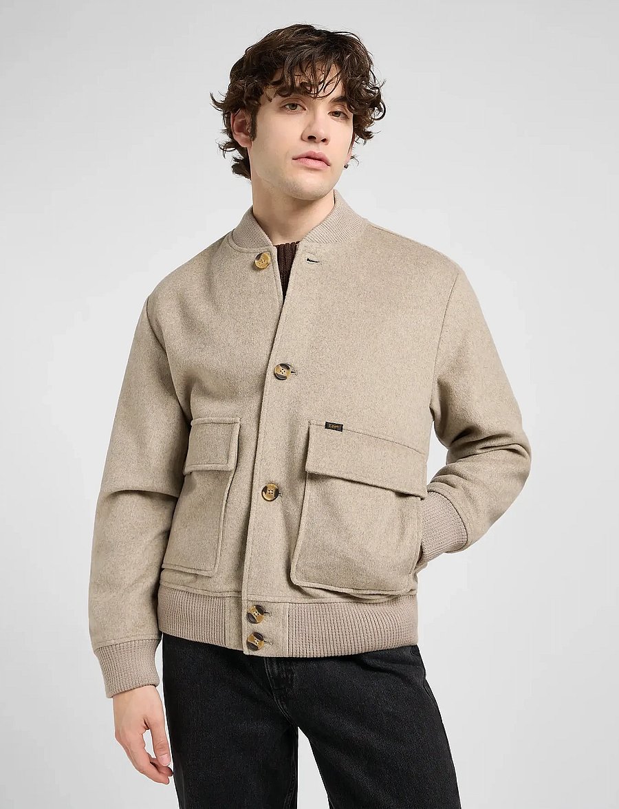 Lee Jeans - WOOL BOMBER JACKET - herbstjacken - warm gray heather - 0