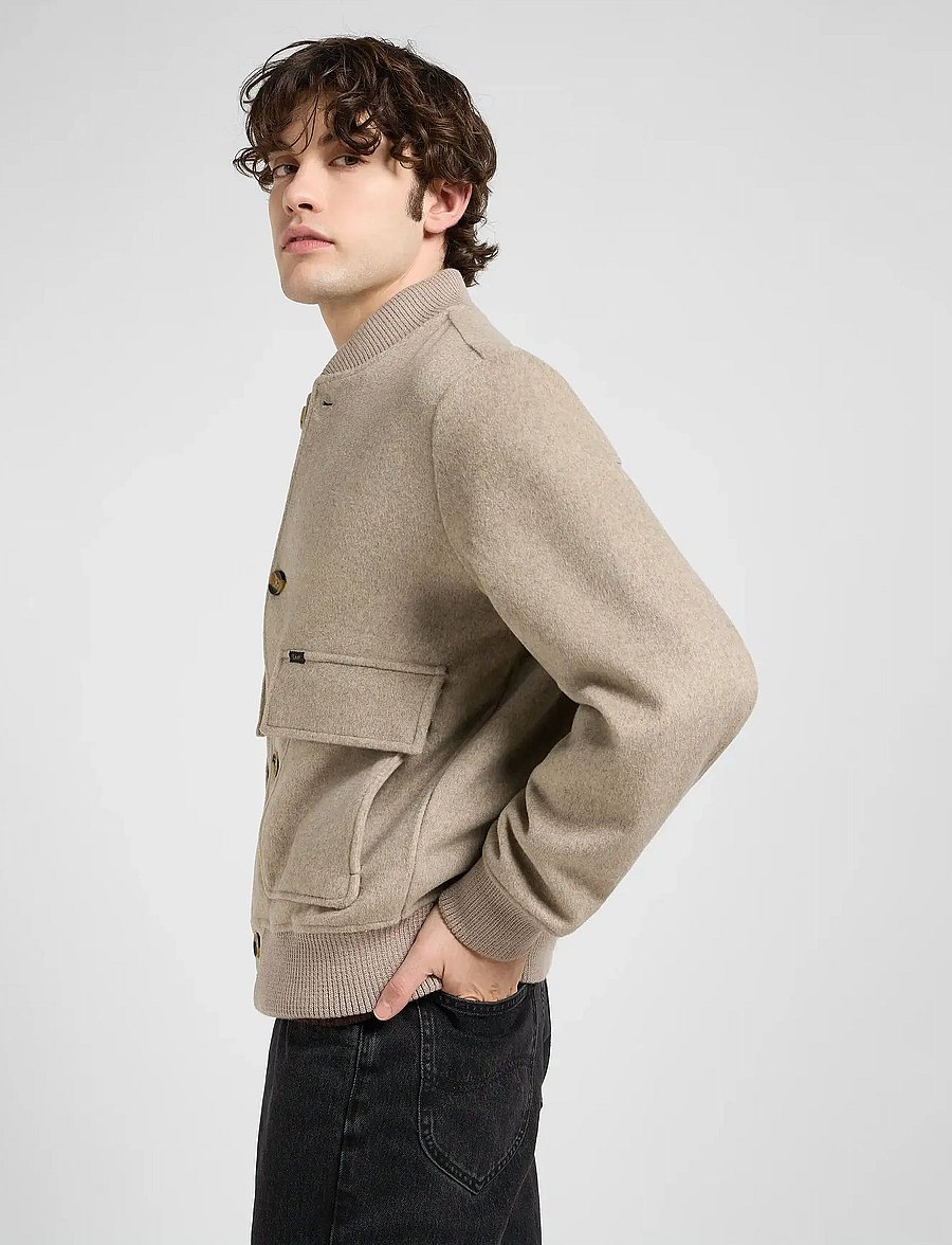 Lee Jeans - WOOL BOMBER JACKET - herbstjacken - warm gray heather - 4