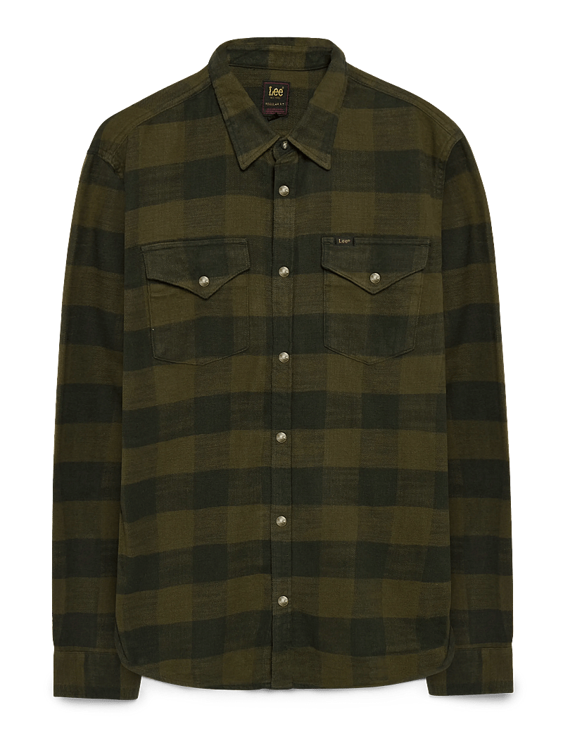 Lee Jeans - CLEAN WESTERN SHIRT - ruudulised särgid - army green buffalo check - 1