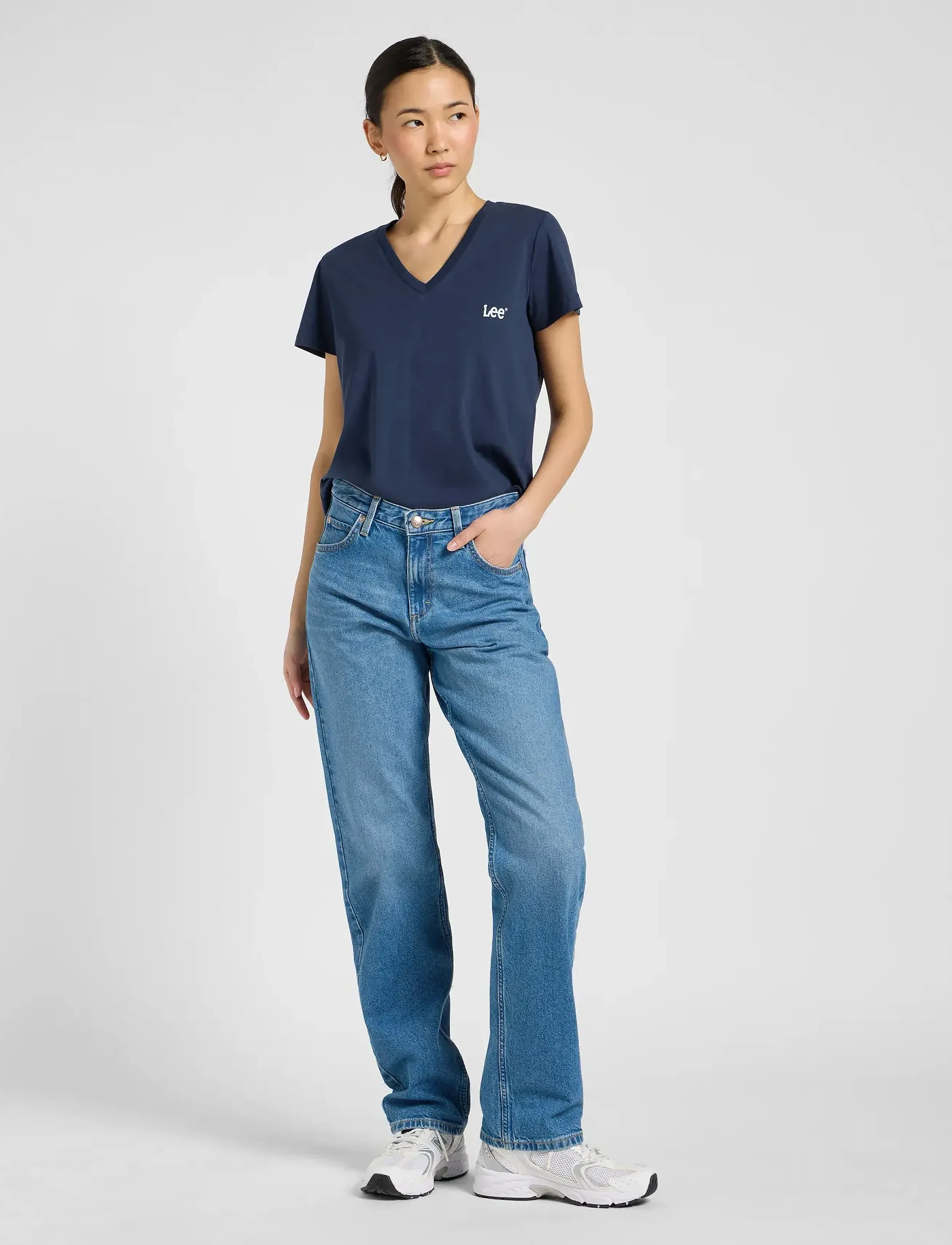 Lee Jeans - V NECK TEE - laveste priser - mood indigo - 4
