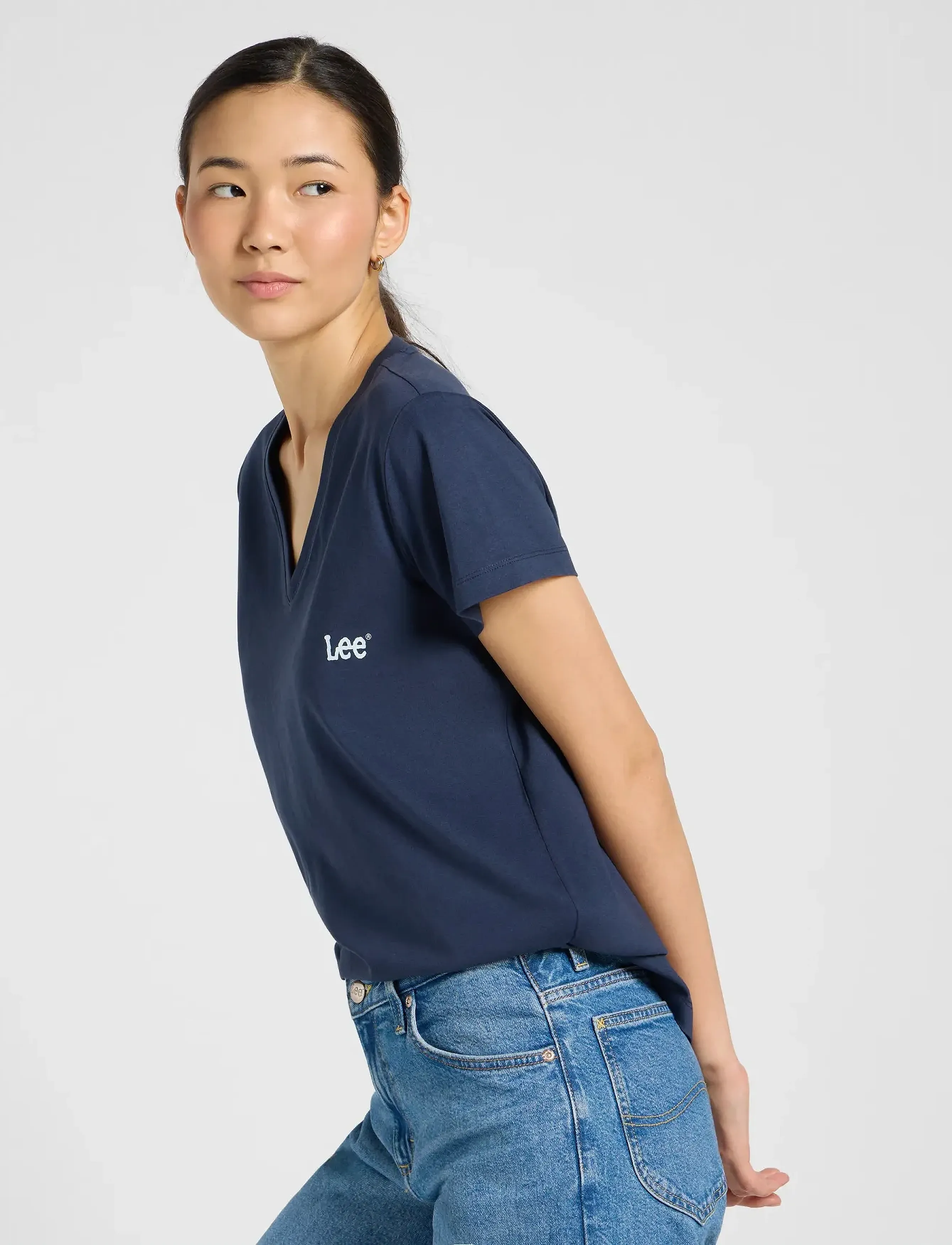 Lee Jeans - V NECK TEE - laveste priser - mood indigo - 5