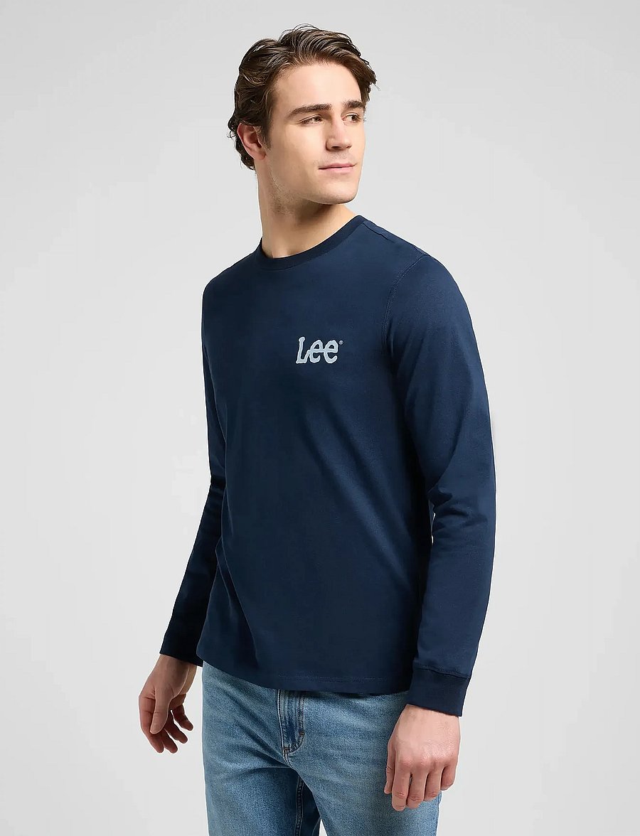 Lee Jeans - LS WOBBLY LEE TEE - langärmelige t-shirts - rivet navy - 0