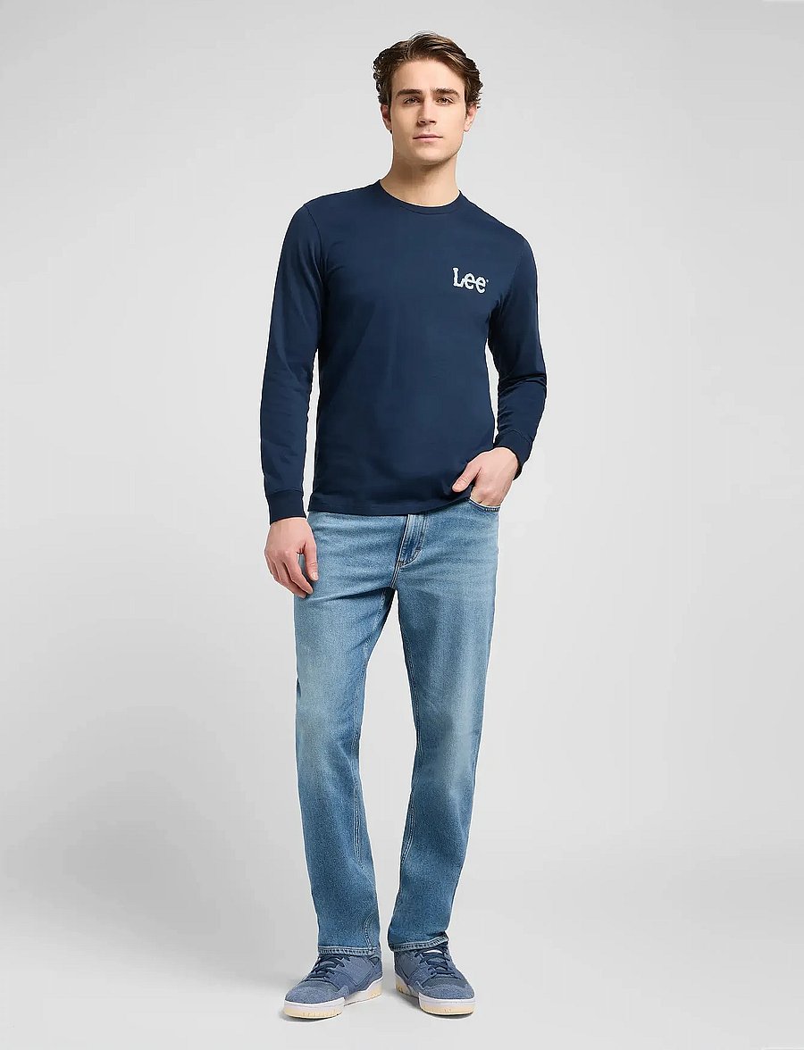 Lee Jeans - LS WOBBLY LEE TEE - langärmelige t-shirts - rivet navy - 4