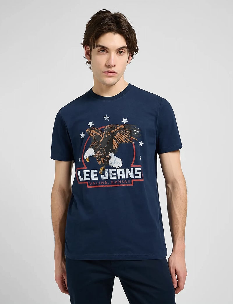 Lee Jeans - ESSENTIAL GRAPHIC TEE - kurzärmelig - rivet navy - 0