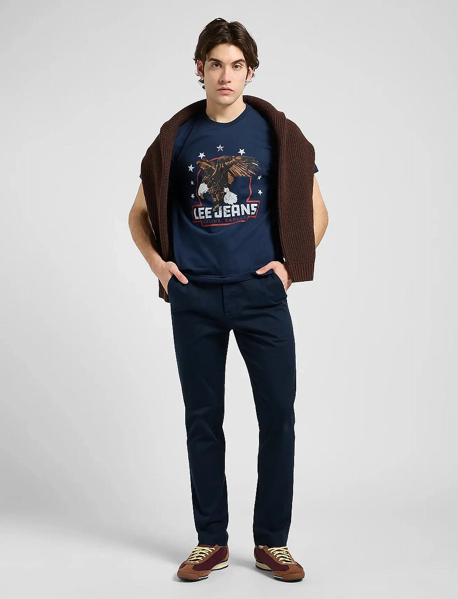 Lee Jeans - ESSENTIAL GRAPHIC TEE - kurzärmelige t-shirts - rivet navy - 4