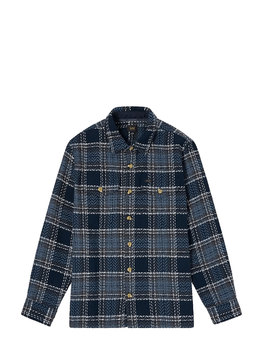 Lee Jeans - TEXTURED 2PKT SHIRT - ternede skjorter - mood indigo grey plaid - 1