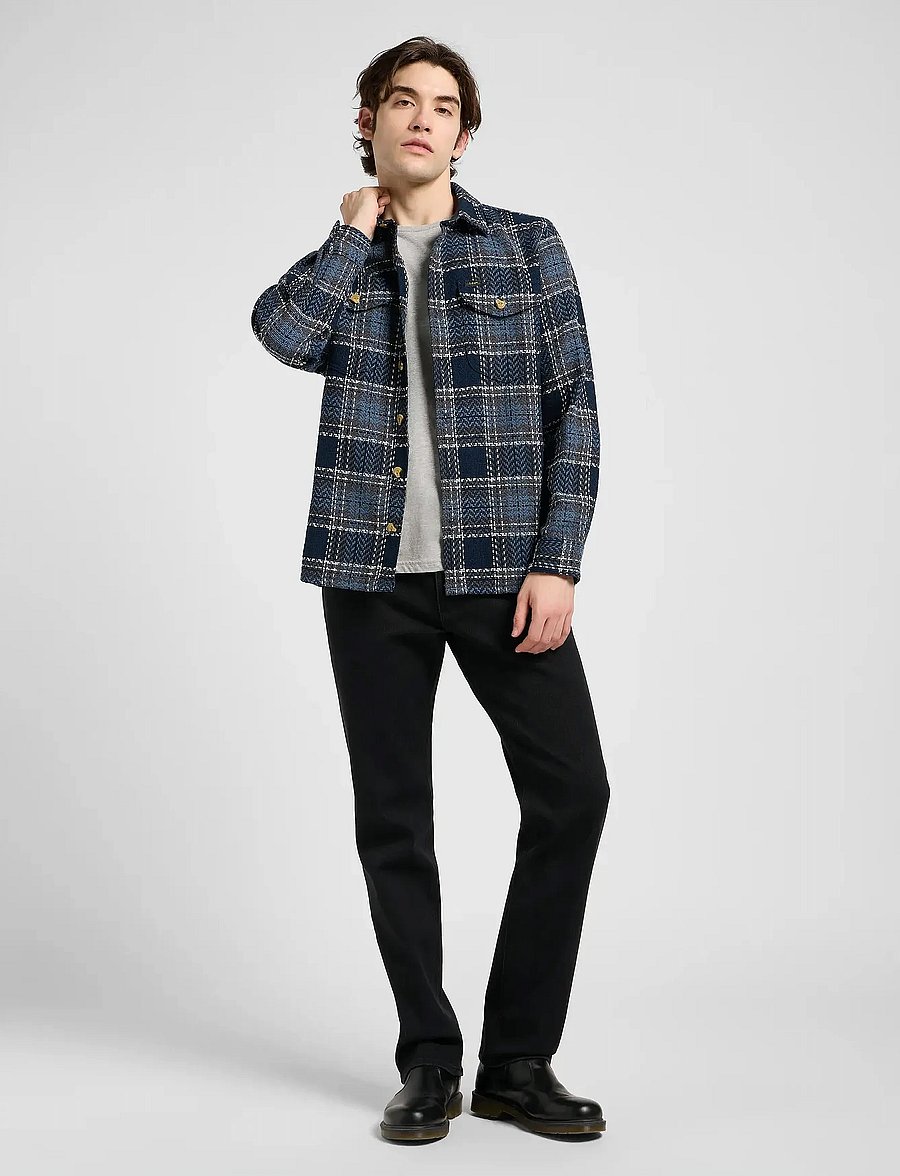 Lee Jeans - TEXTURED 2PKT SHIRT - ternede skjorter - mood indigo grey plaid - 3