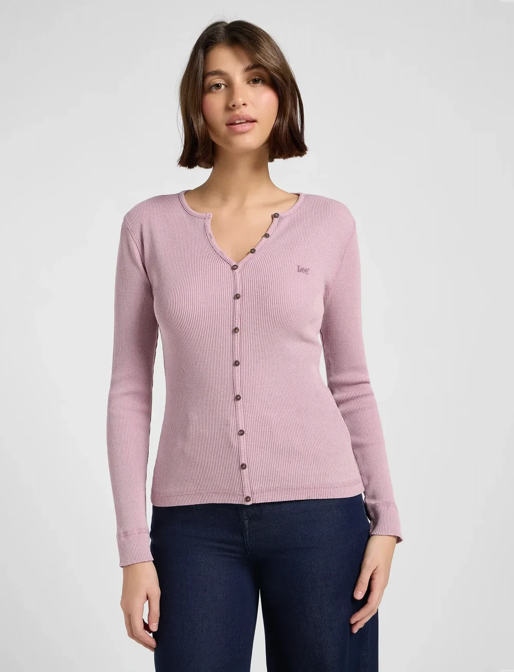 Lee Jeans - WASHED WAFFLE HENLEY - langærmede skjorter - plumberry - 0