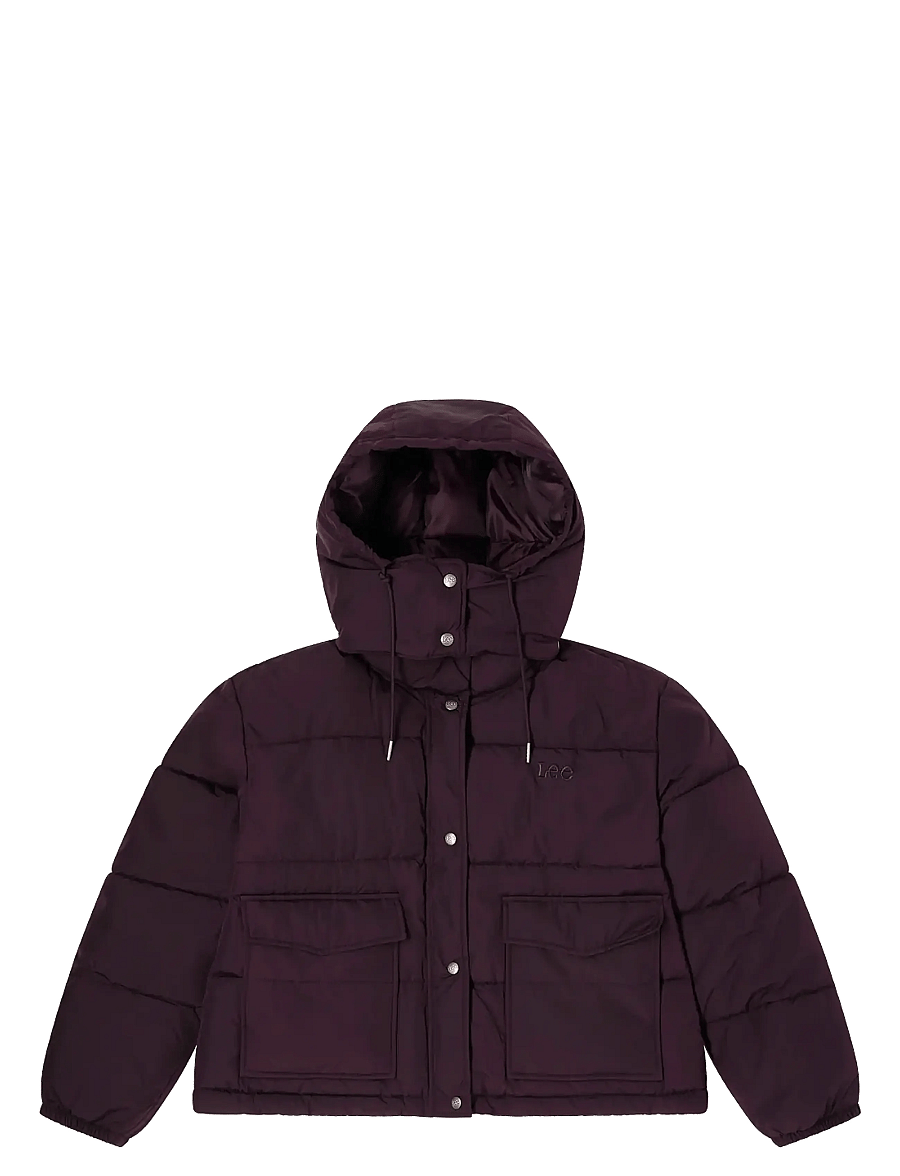 Lee Jeans - SHORT PUFFER WITH HOOD - winterjacken - deep wine - 1