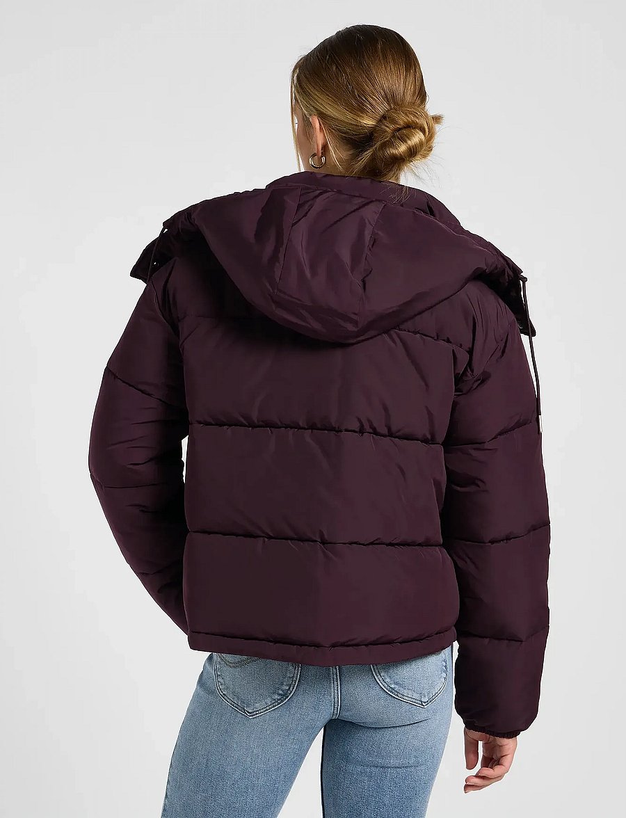 Lee Jeans - SHORT PUFFER WITH HOOD - winterjacken - deep wine - 2