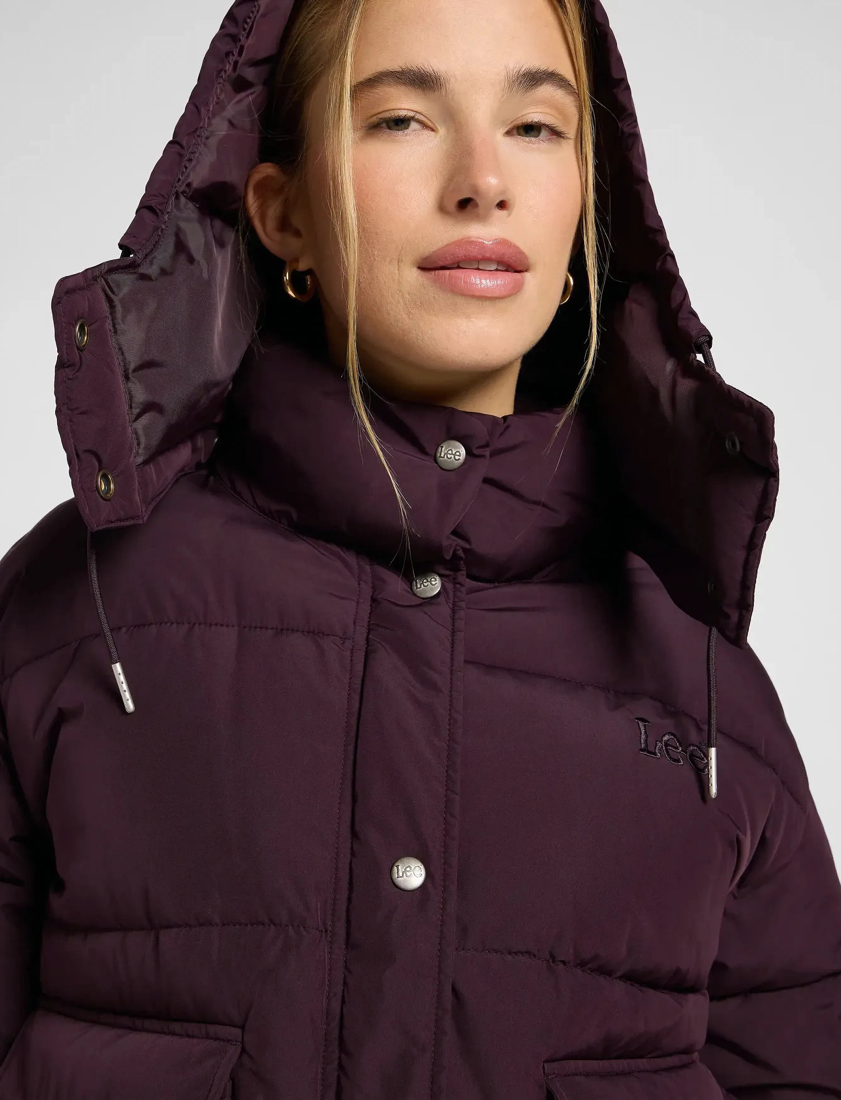 Lee Jeans - SHORT PUFFER WITH HOOD - winterjacken - deep wine - 5