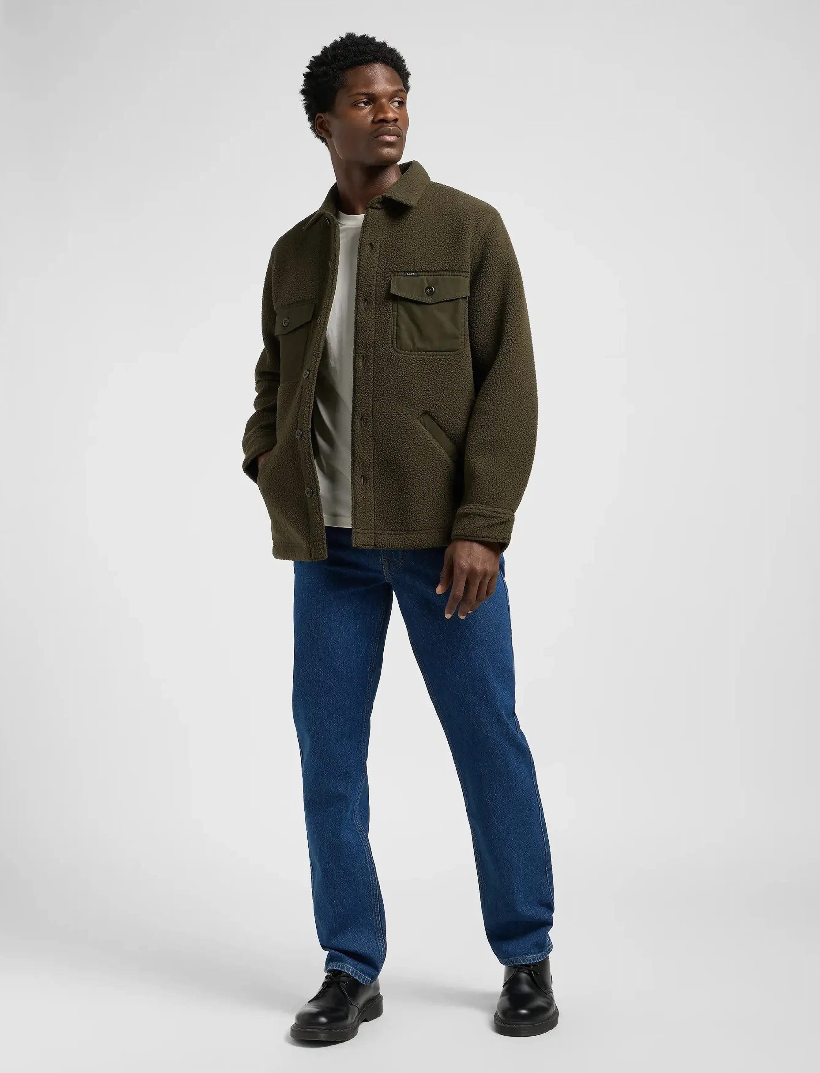 Lee Jeans - MIXED SHERPA OVERSHIRT - mænd - olive night - 3