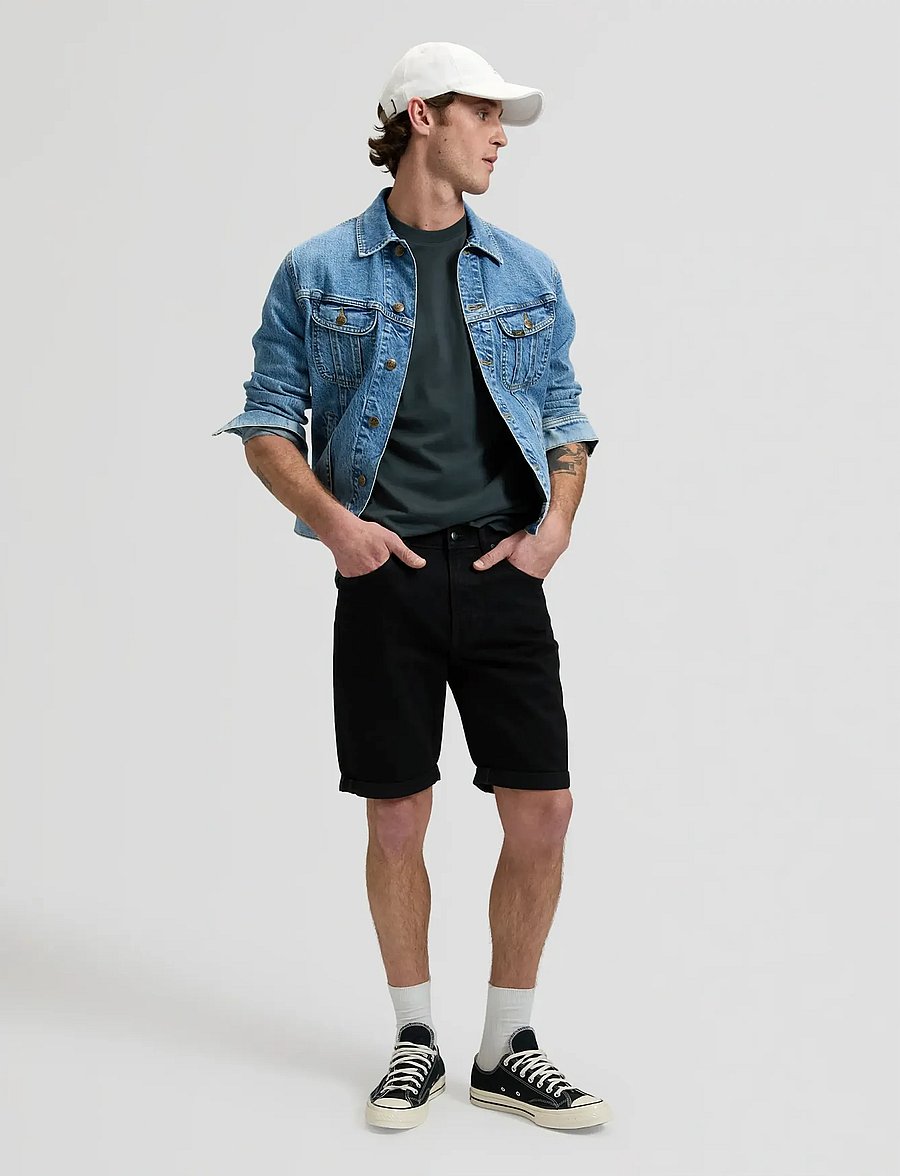Lee Jeans - 5 POCKET SHORT - krótkie spodenki - clean black - 3