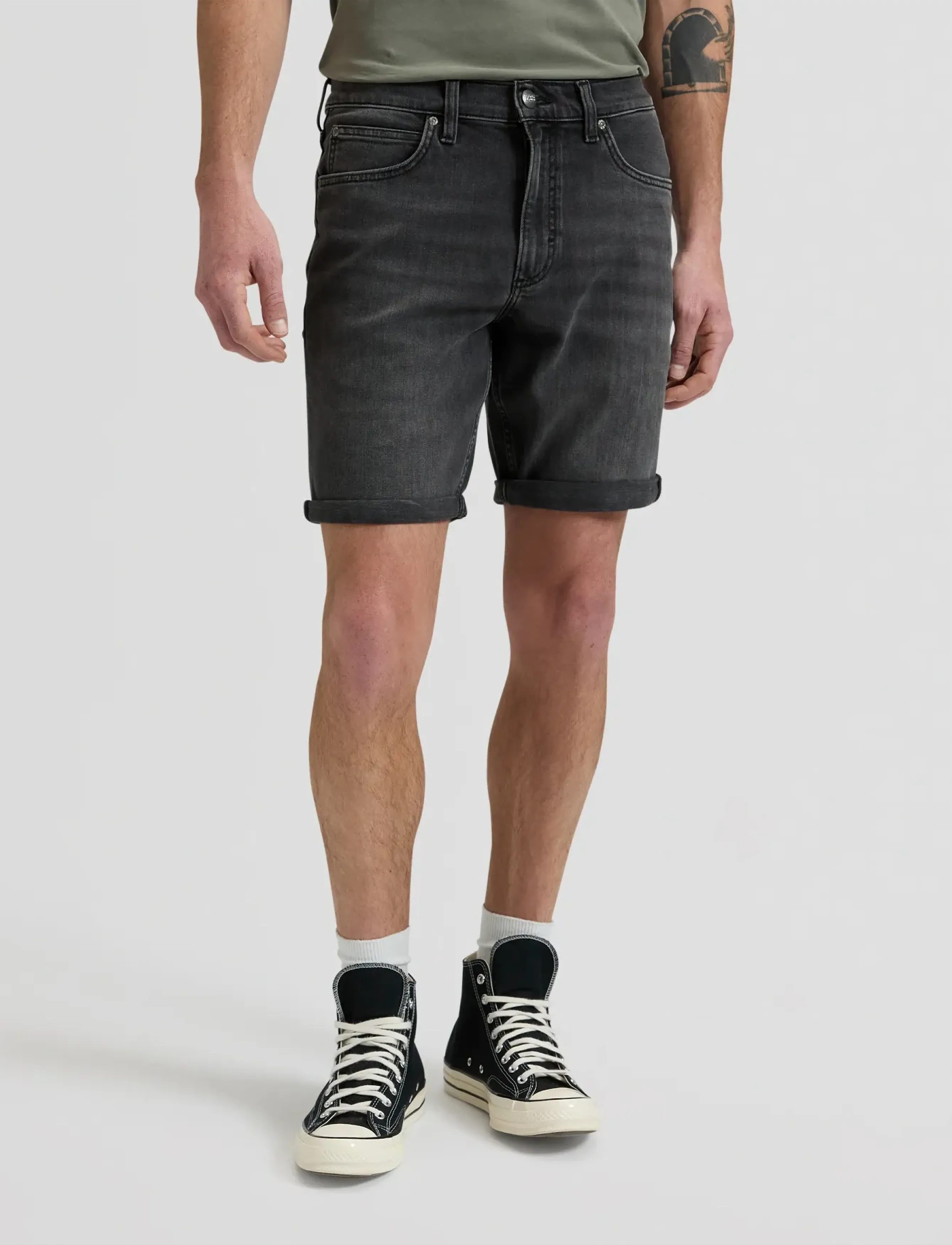 Lee Jeans Rider Short, 32 x 00, Grey, Shorts > Denim Shorts, Herre