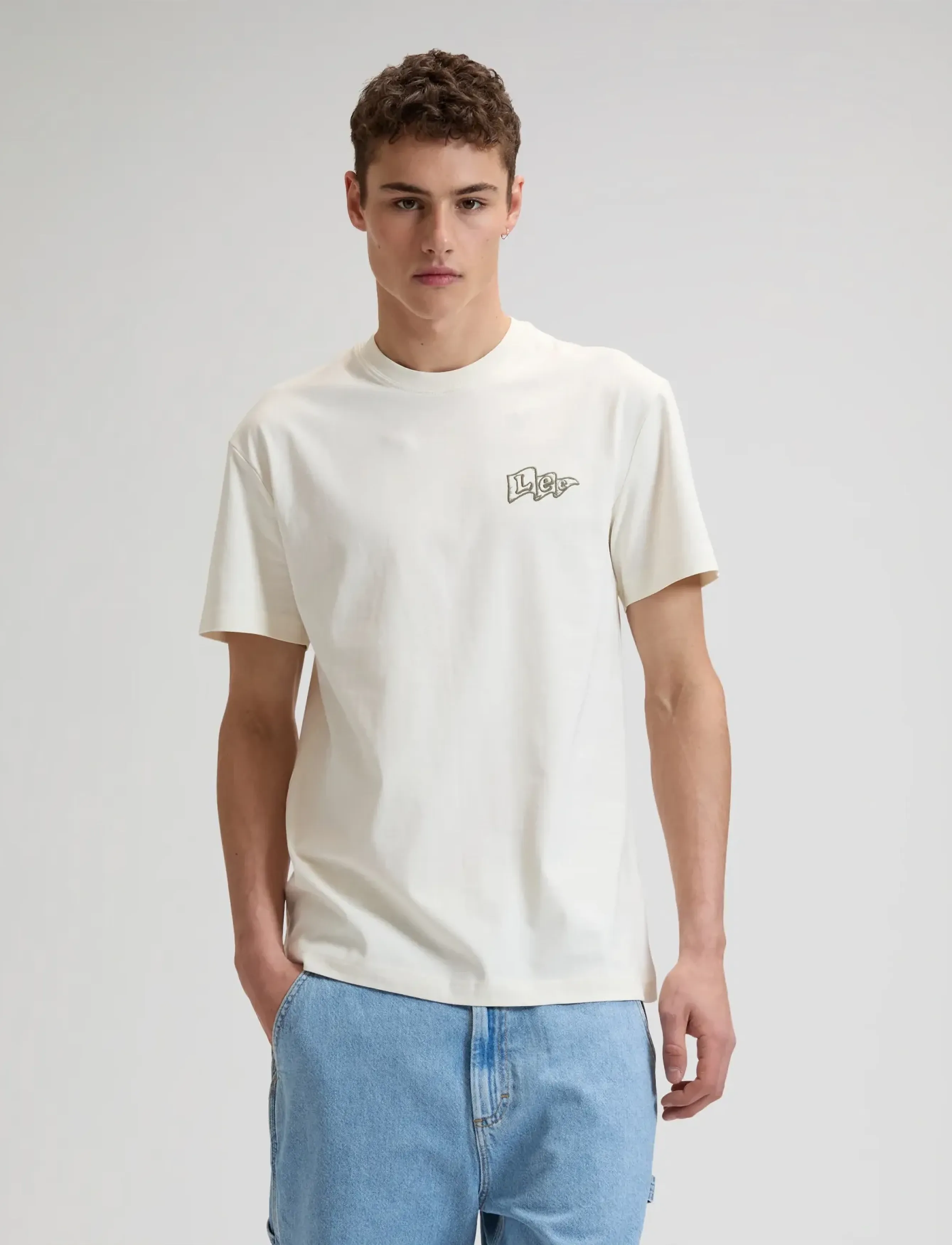 Lee Jeans Lee Flag Tee, Mænd, T-Shirt, Cream, Str: M x 00