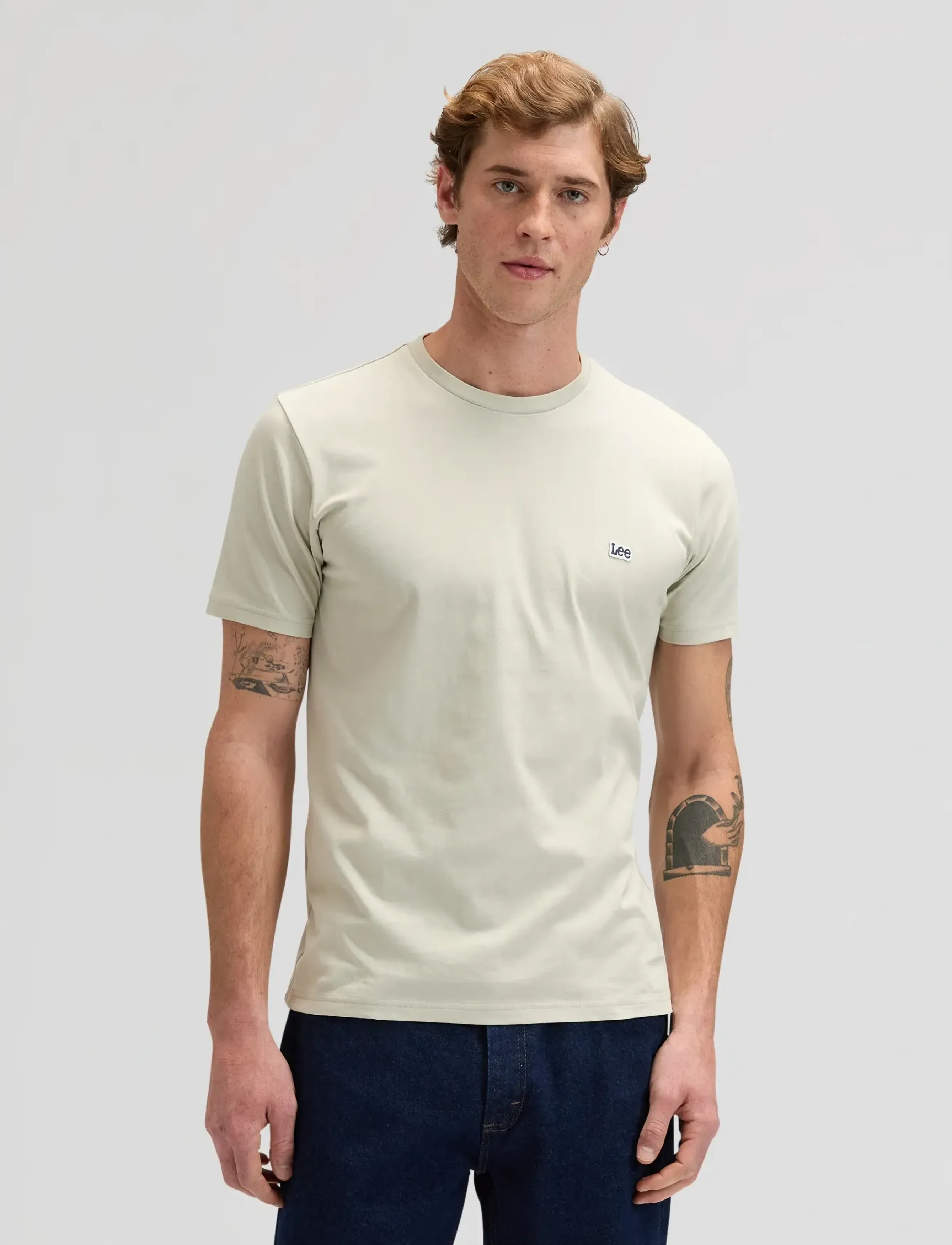 Lee Jeans SS PATCH LOGO TEE - T-shirts - COVE / beige