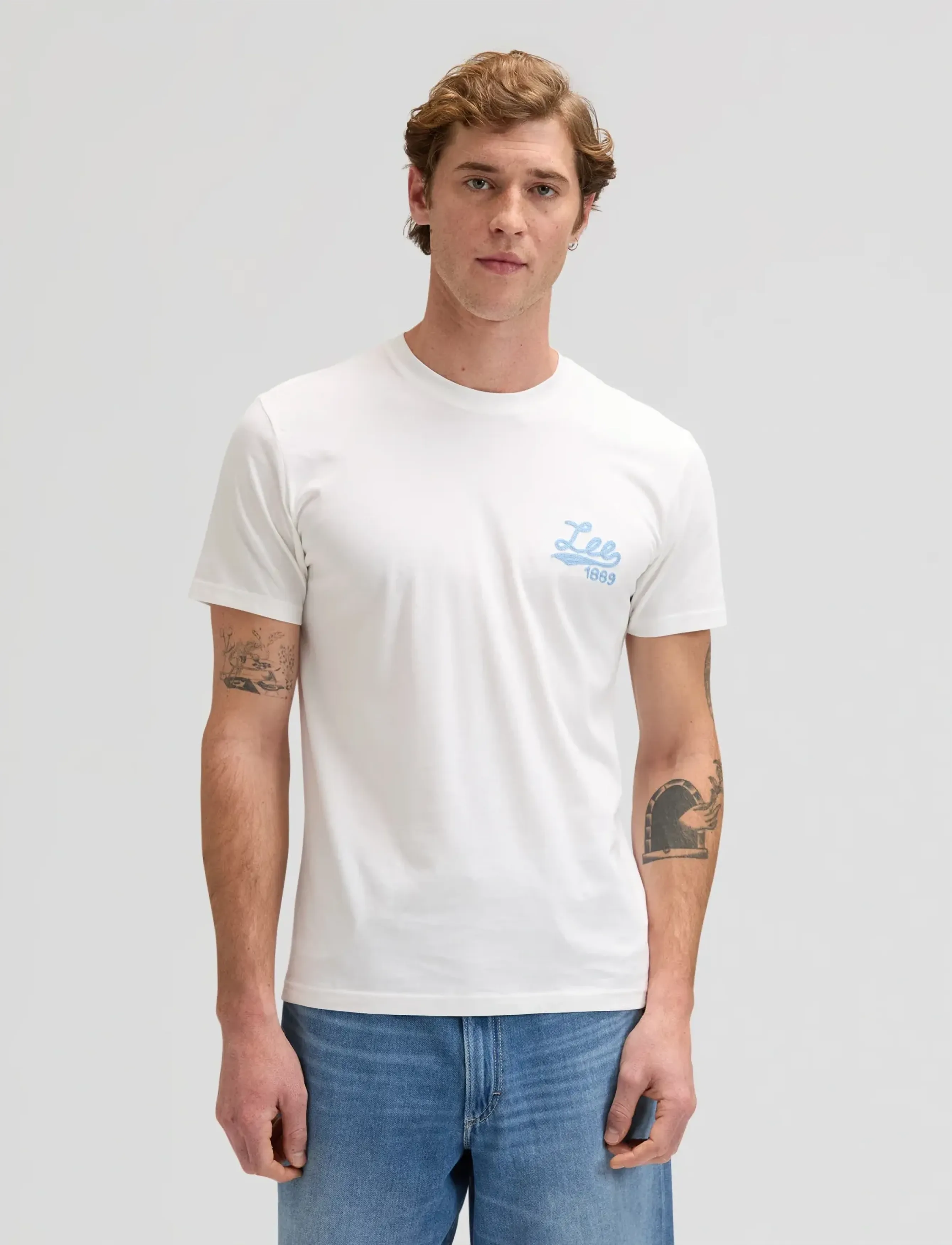 Lee Jeans Lee Stitch Tee, L x 00, White, T-Shirts > Kortærmede, Herre