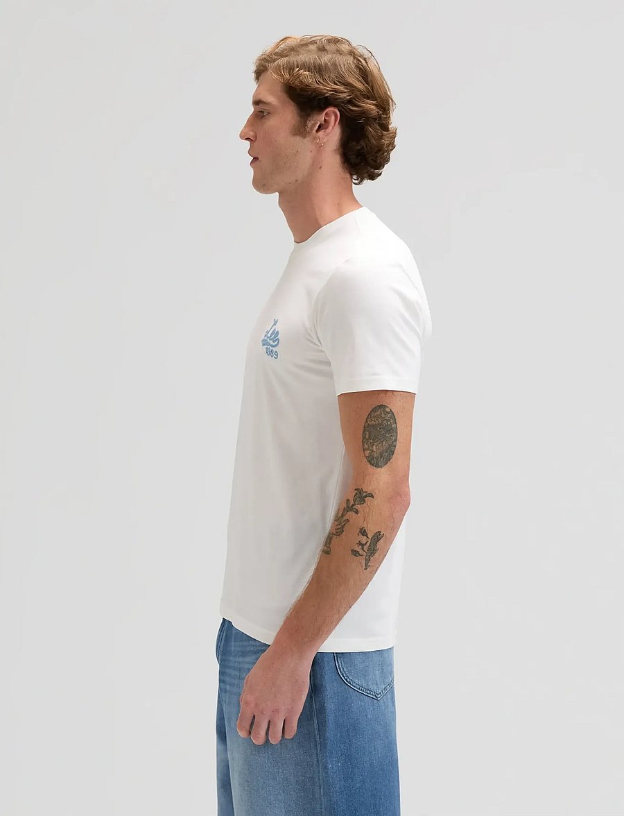 Lee Jeans - LEE STITCH TEE - kurzärmelige t-shirts - bright white - 4