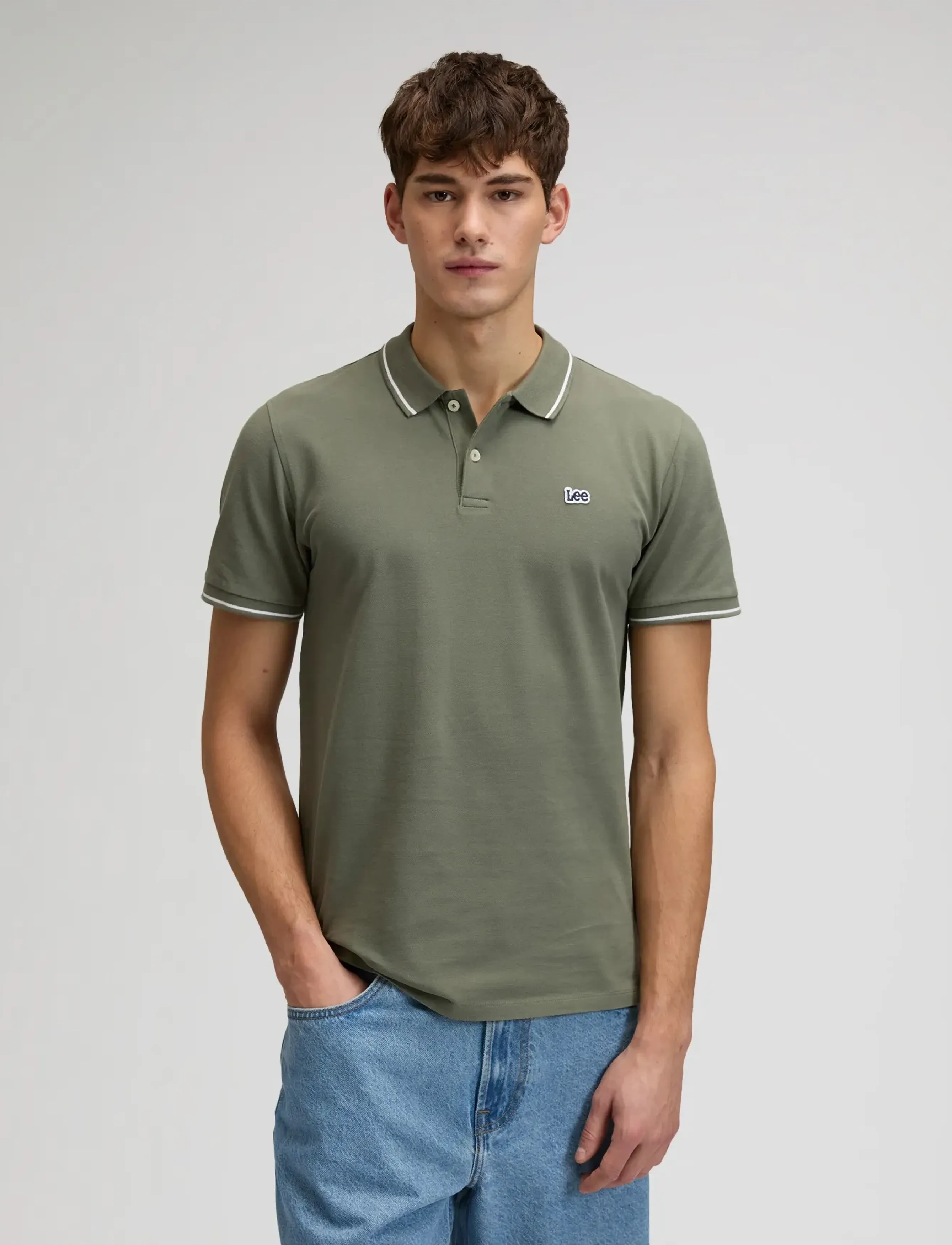 Lee Jeans PIQUE POLO - Poloer - LICHEN OLIVE / khaki/green