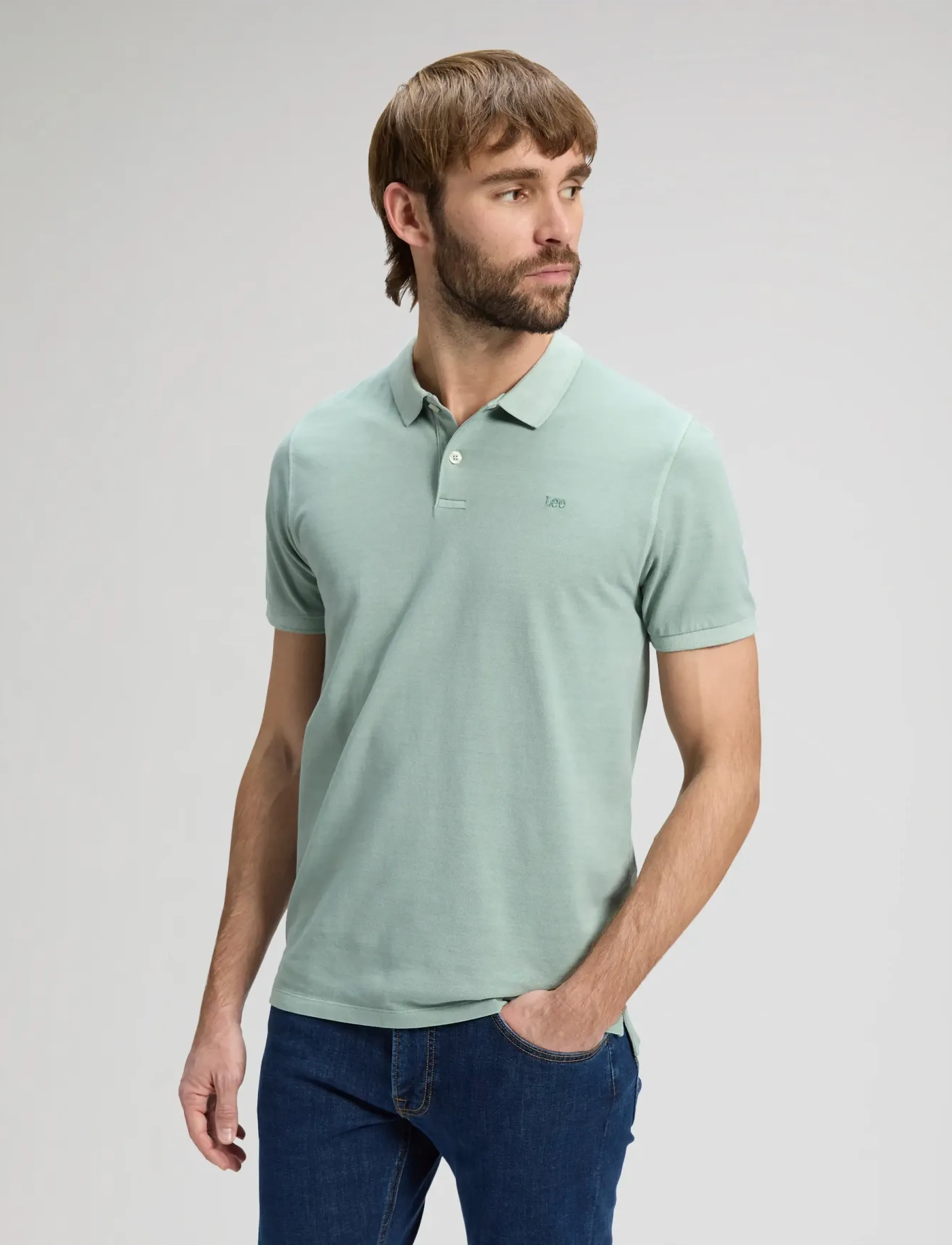 Lee Jeans GARMENT DYE POLO - Nyheder - DESERT SAGE / green