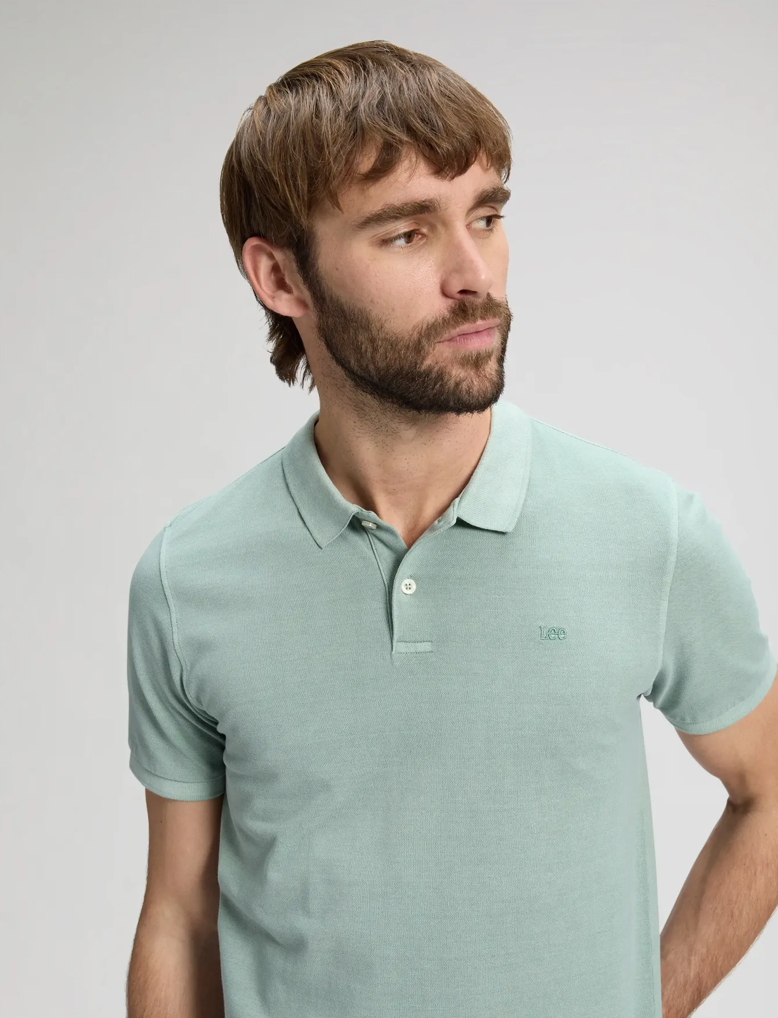Lee Jeans - GARMENT DYE POLO - krótki rękaw - desert sage - 5