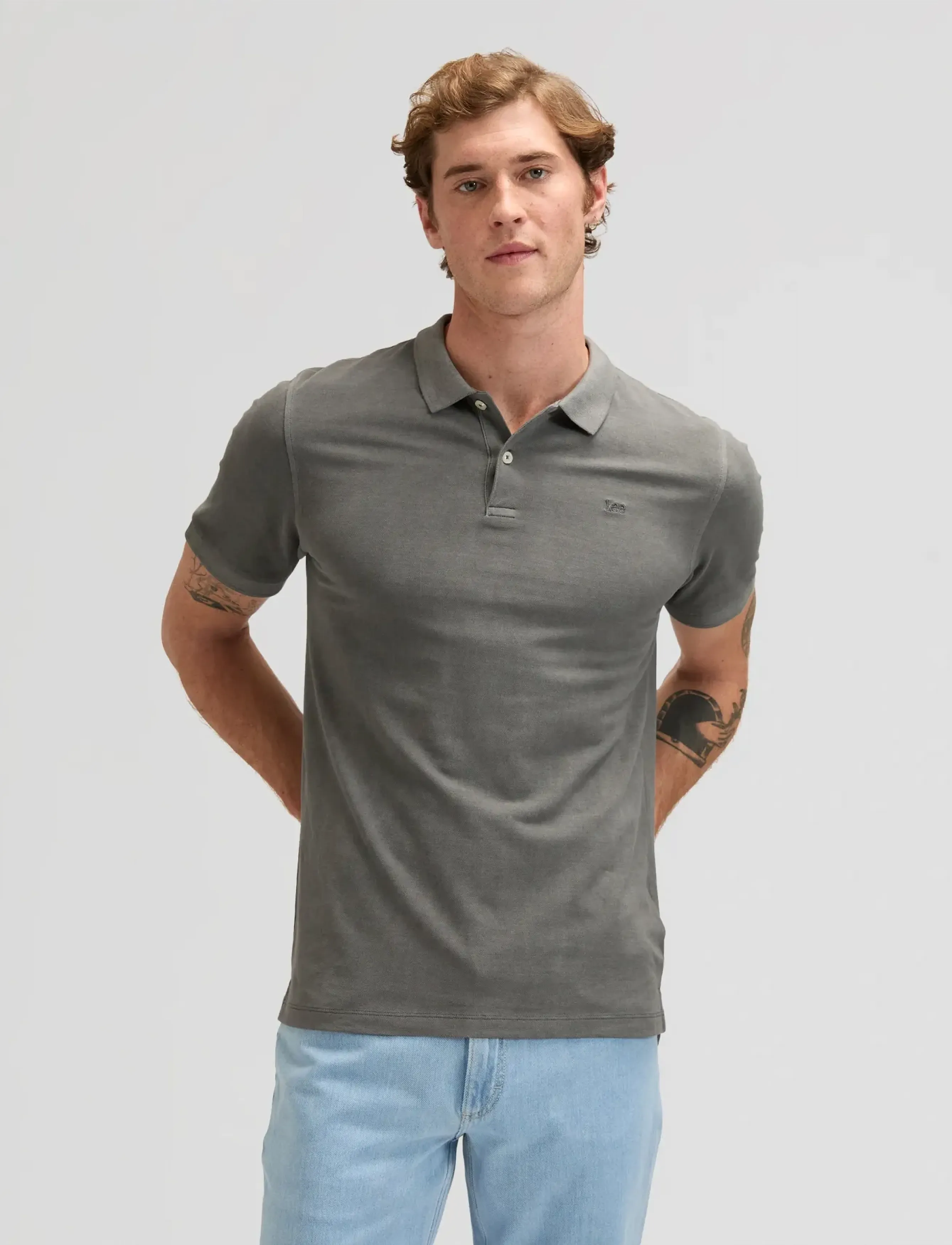 Lee Jeans GARMENT DYE POLO - Kurzärmelig - STATIC GRAY / grey