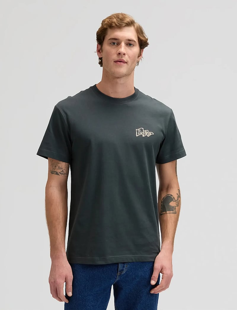 Lee Jeans - LEE FLAG TEE - kortærmede t-shirts - washed black - 0
