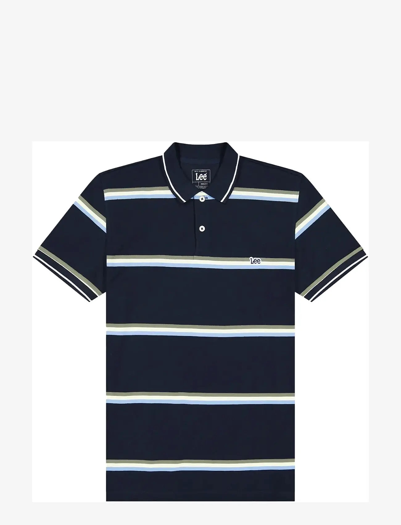 Lee Jeans - PIQUE POLO - kortærmede poloer - lime ice navy stripe - 1