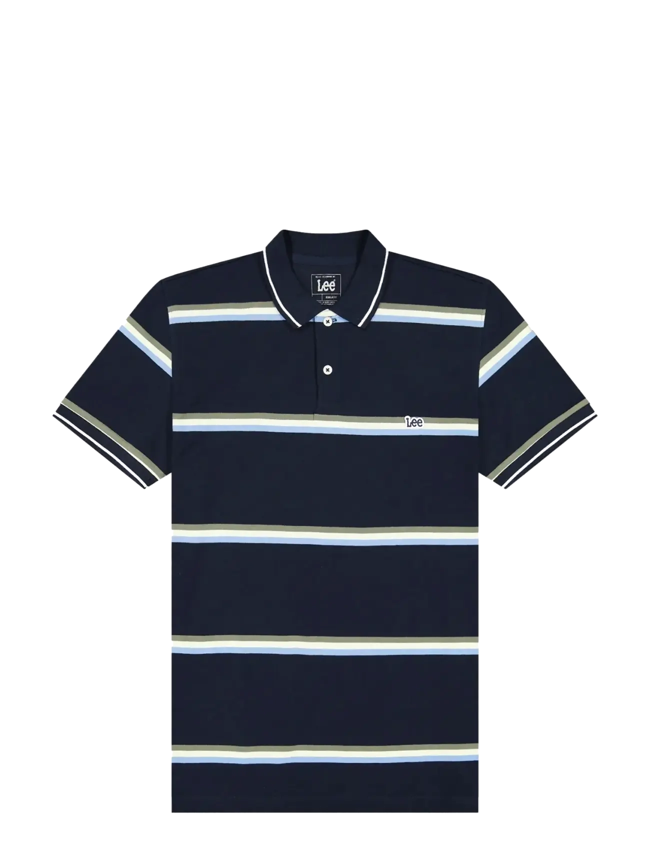 Lee Jeans PIQUE POLO - Kortärmade stickade pikéer - LIME ICE NAVY STRIPE / navy