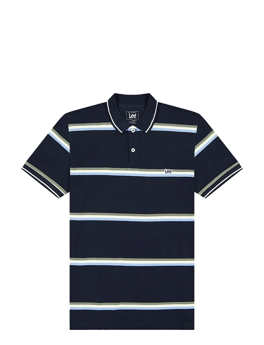 Lee Jeans - PIQUE POLO - kurzärmelig - lime ice navy stripe - 1